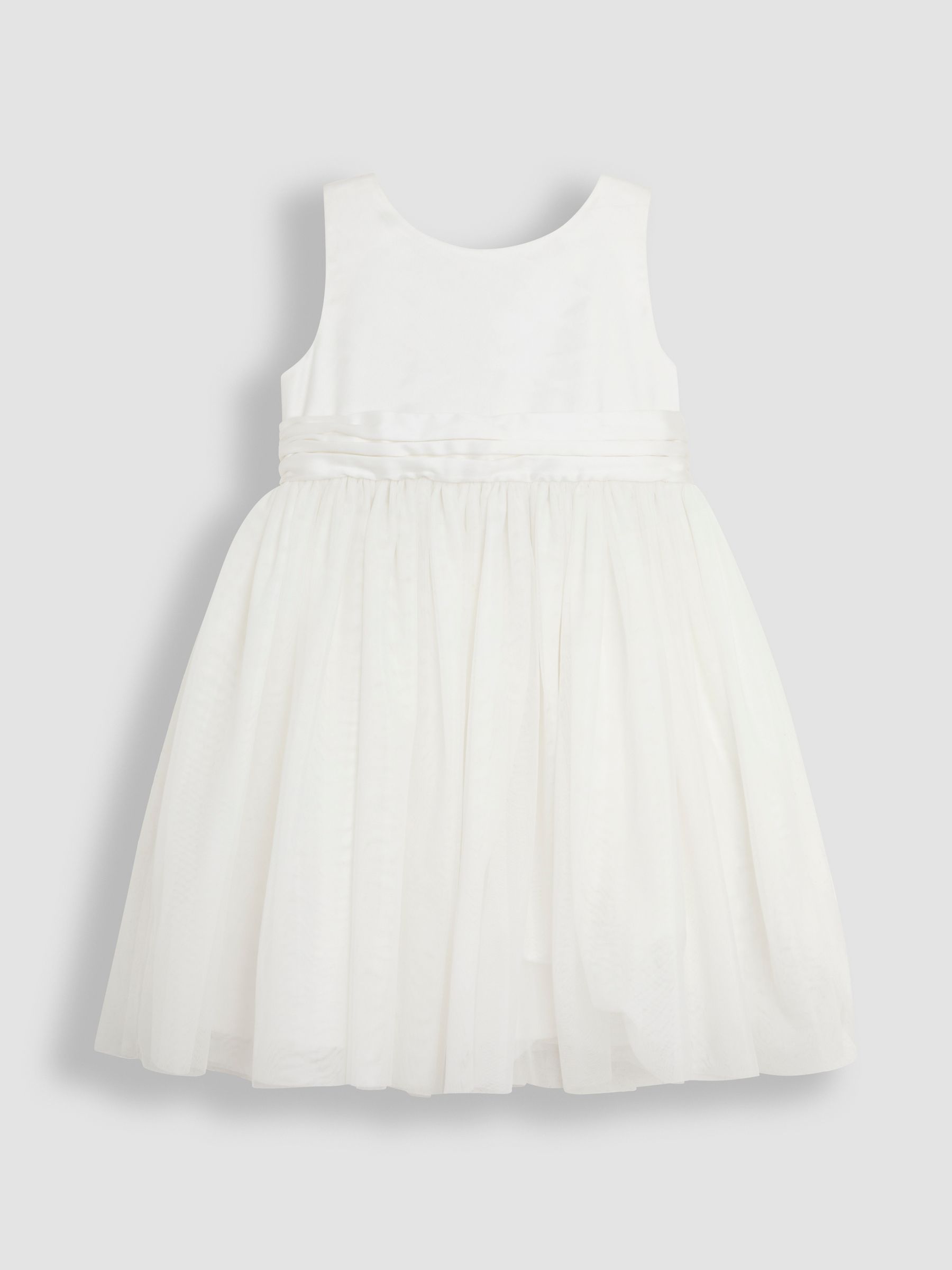 Cream Girl Satin Flower Dress With Satin Sash - Image 7 of 9