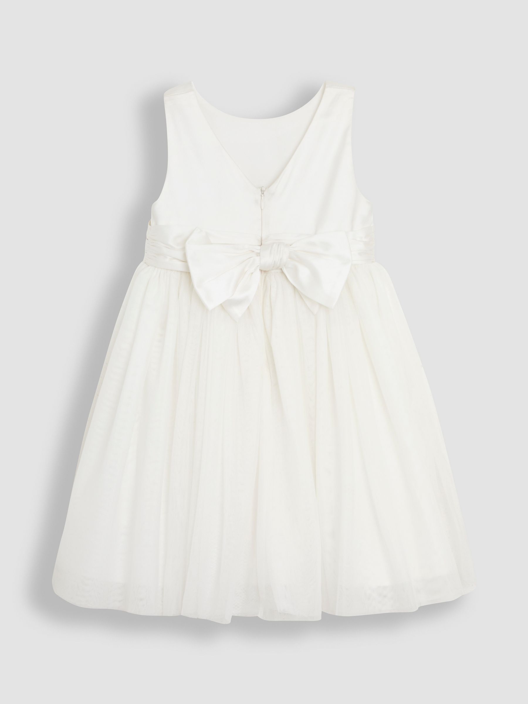 Cream Girl Satin Flower Dress With Satin Sash - Image 8 of 9