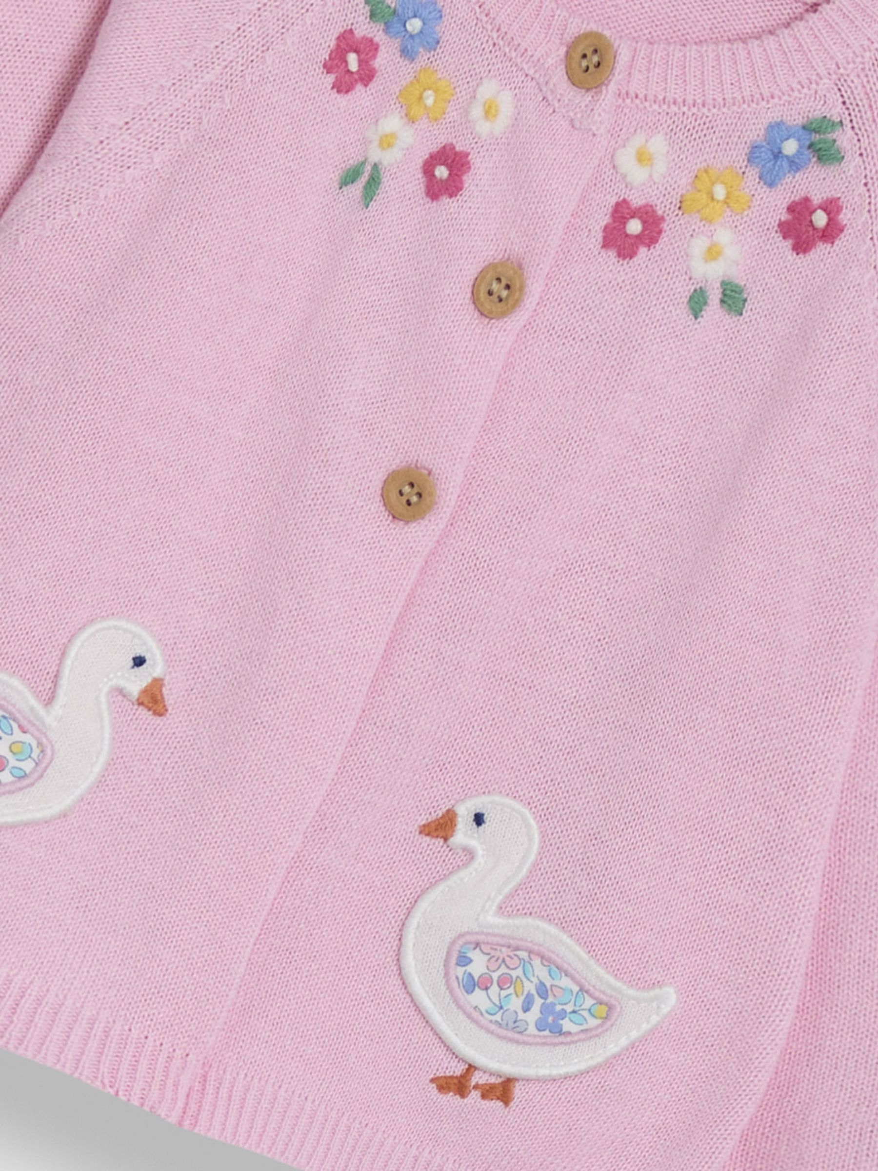Pink Duck Applique Pockets Character Cardigan - Image 3 of 3