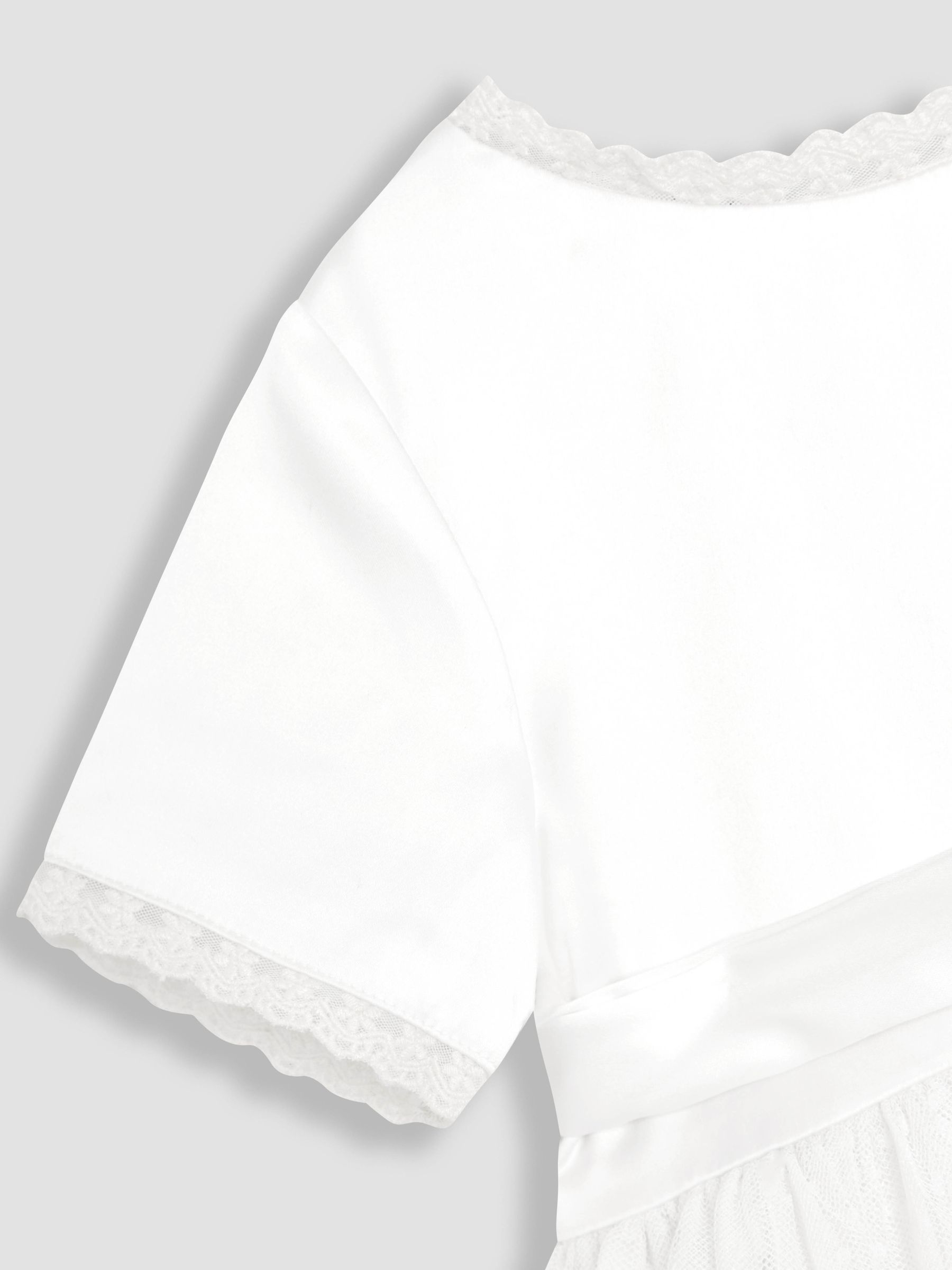 Cream Embroidered Lace Flower Girl Dress With Satin Sash - Image 9 of 10