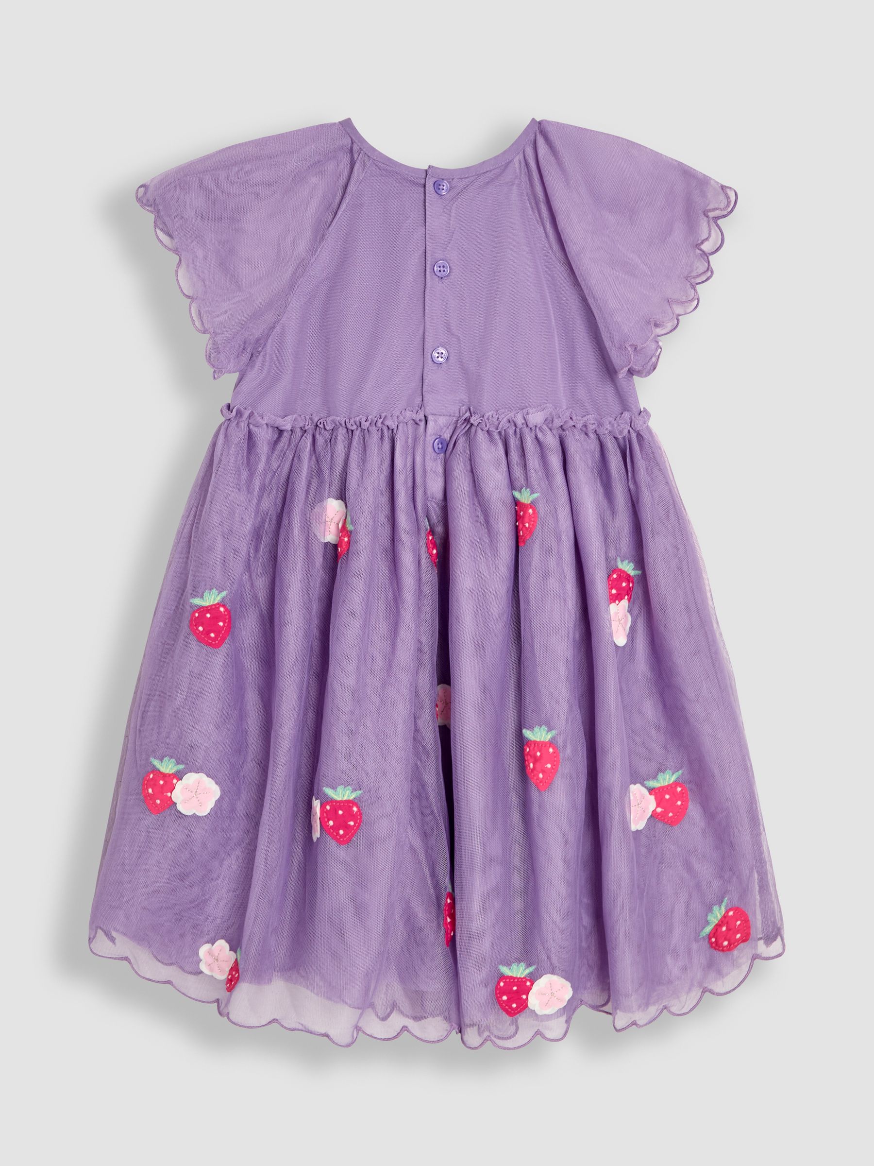 Lilac Purple Strawberry Angel Sleeve Appliqué Tulle Party Dress - Image 2 of 3