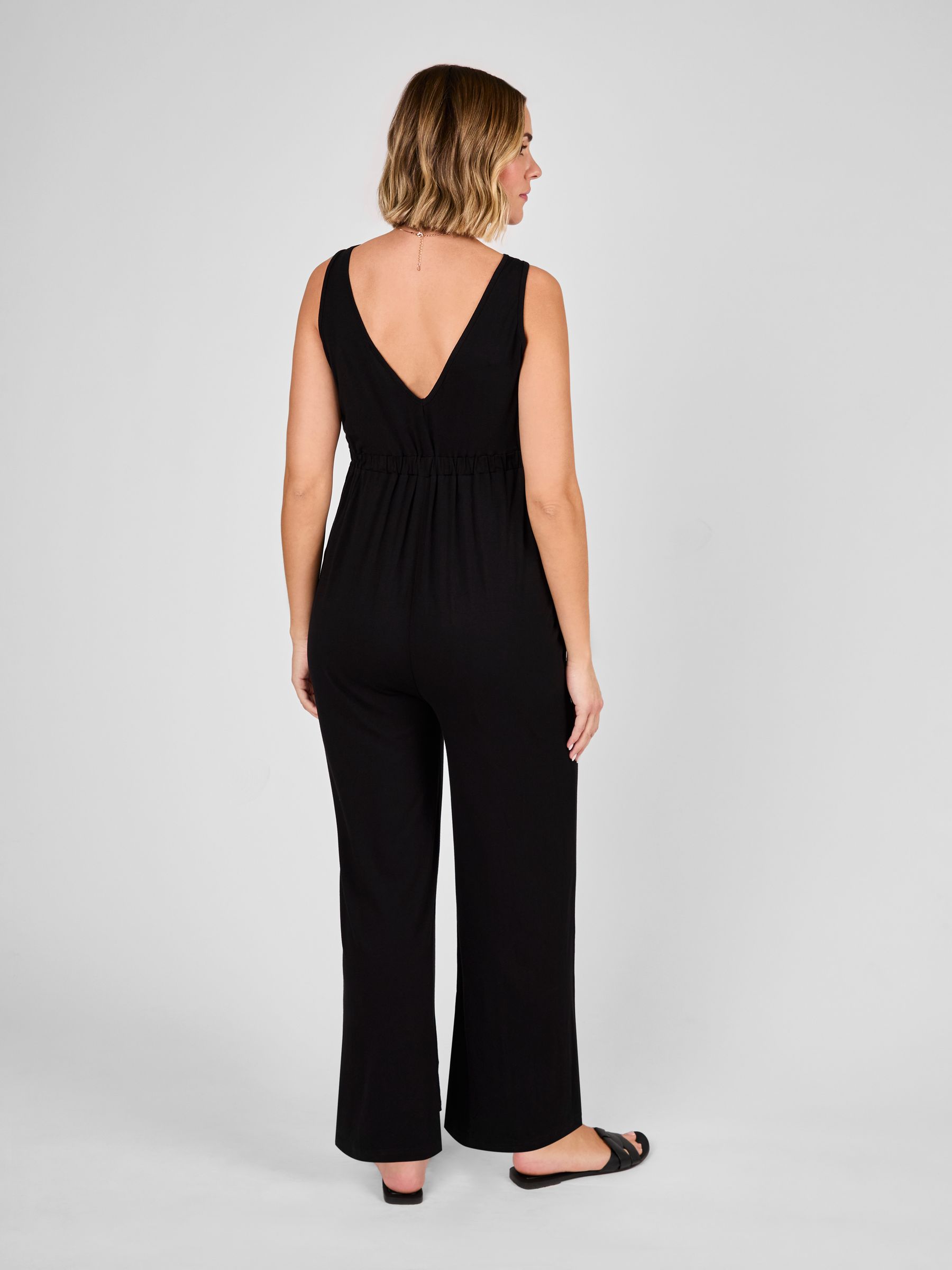 Black Maternity Wide Leg Jersey Jumpsuit - Image 2 of 4