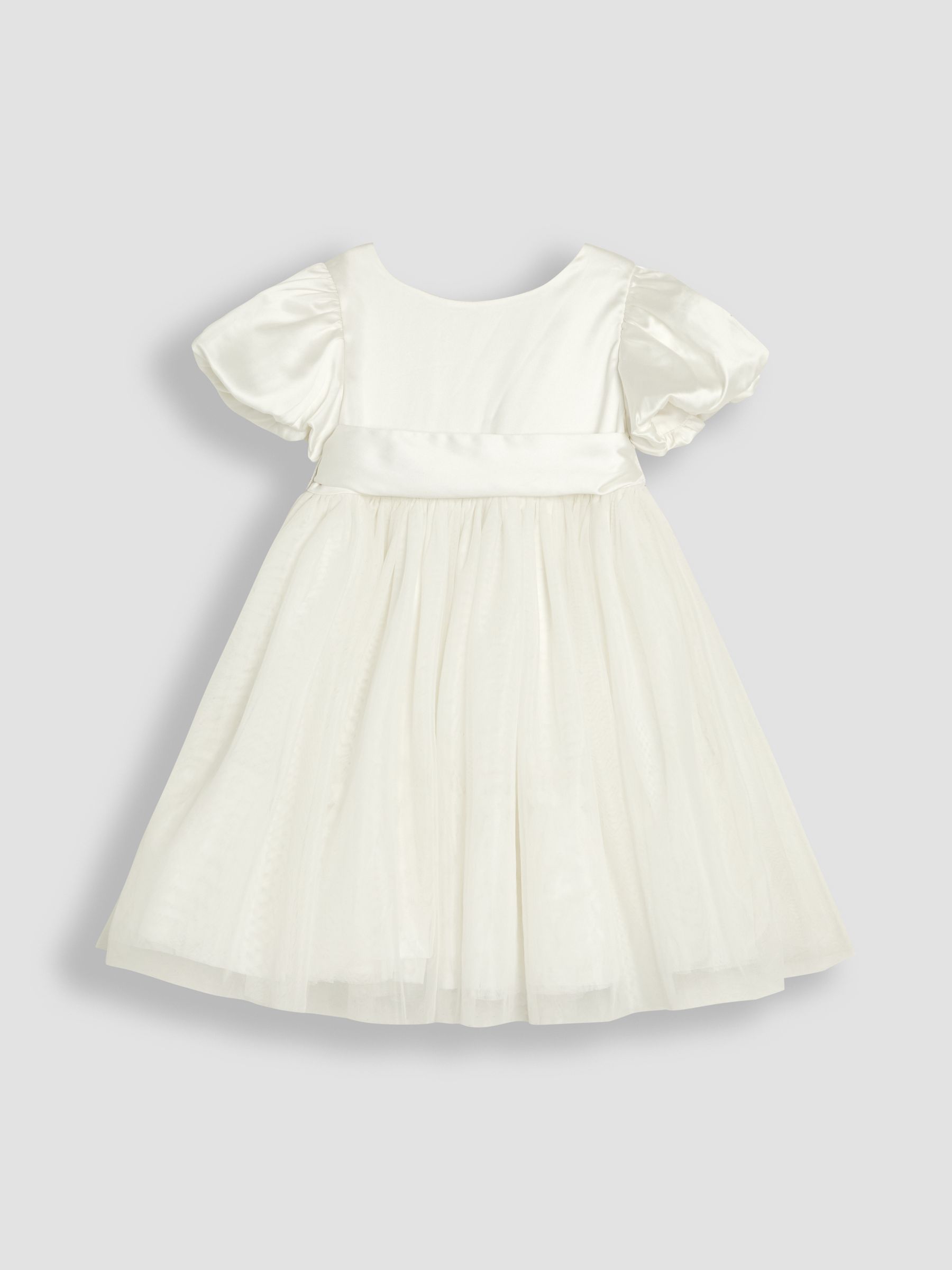 Cream Balloon Sleeve Satin Sash Flower Girl Dress - Image 4 of 7