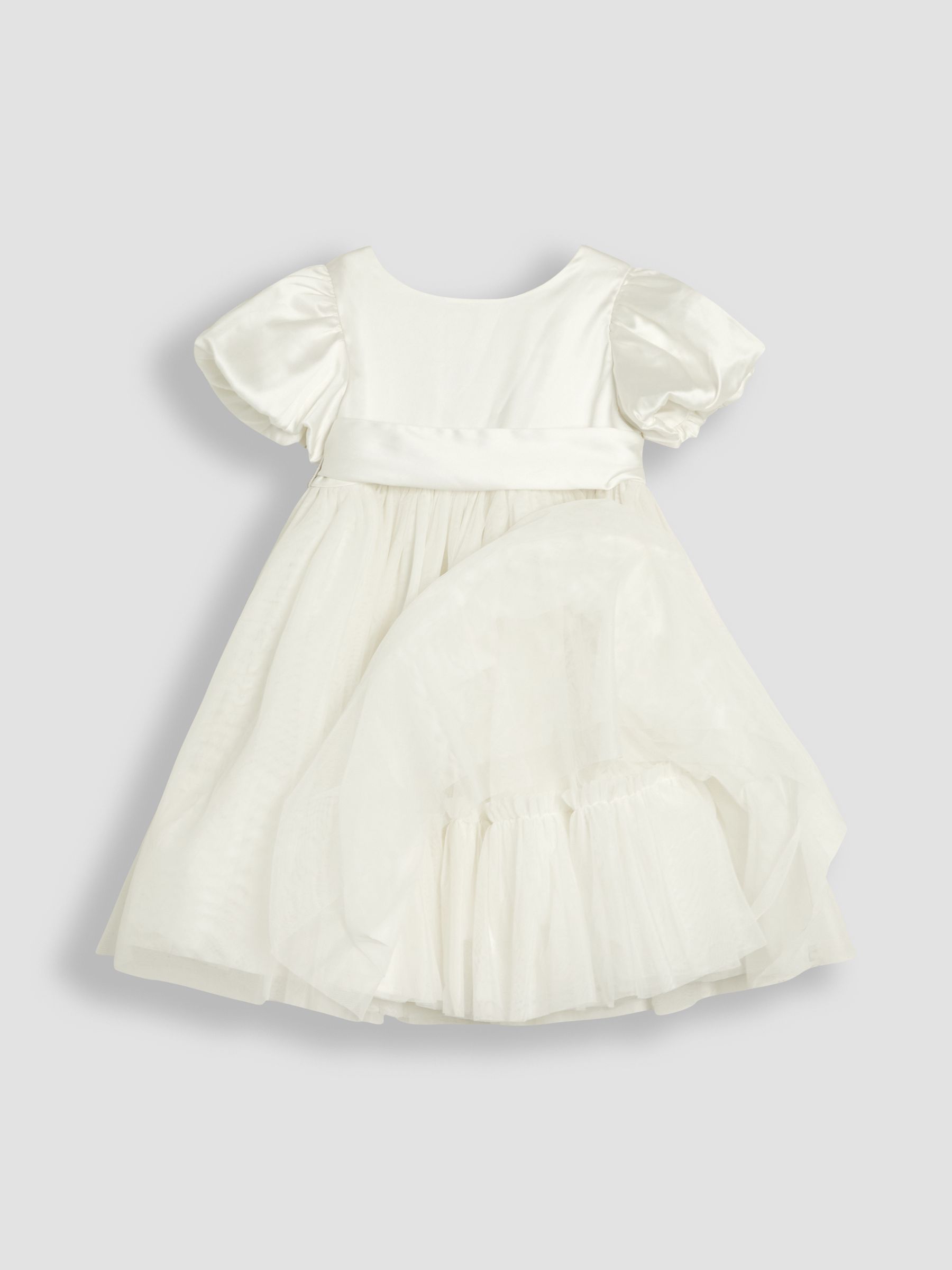 Cream Balloon Sleeve Satin Sash Flower Girl Dress - Image 5 of 7