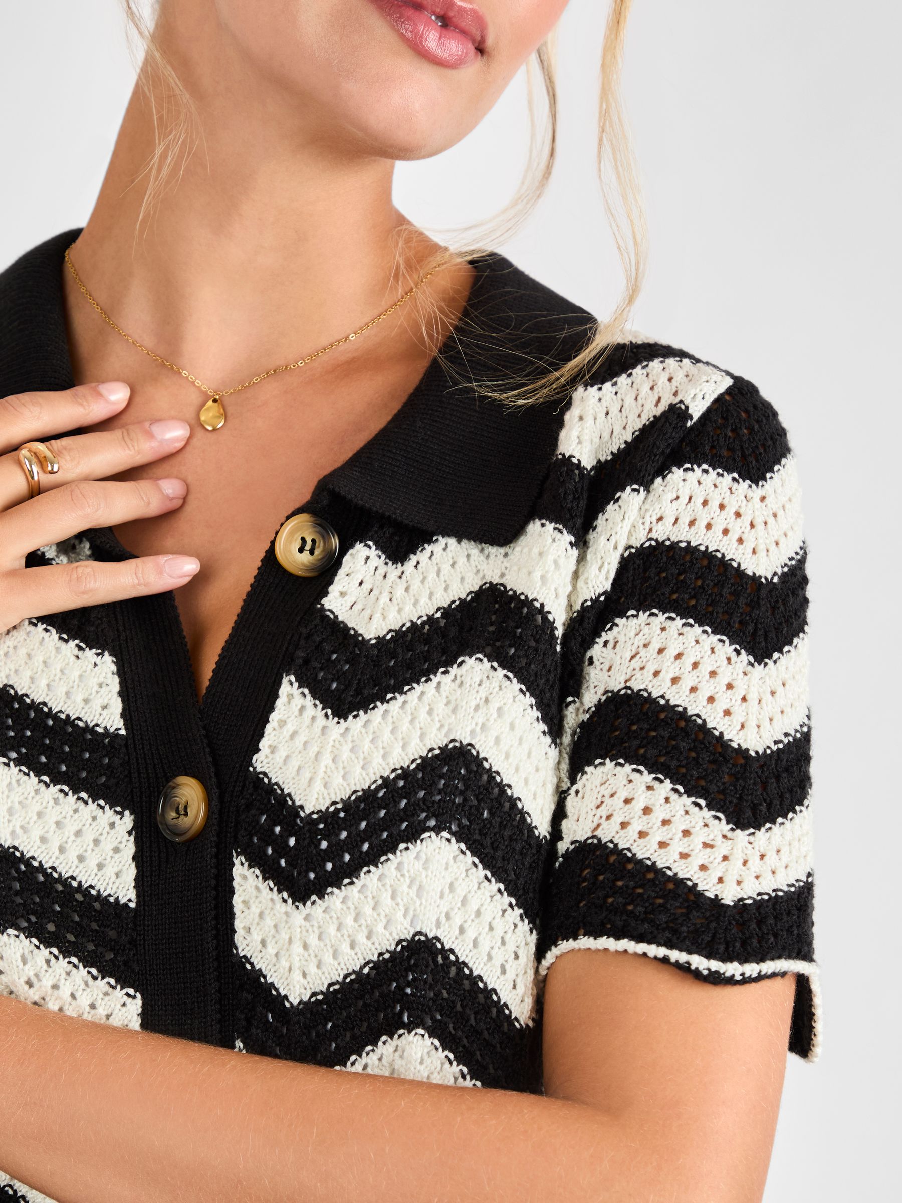 Black Patterned Maternity Knit Cardigan - Image 4 of 4