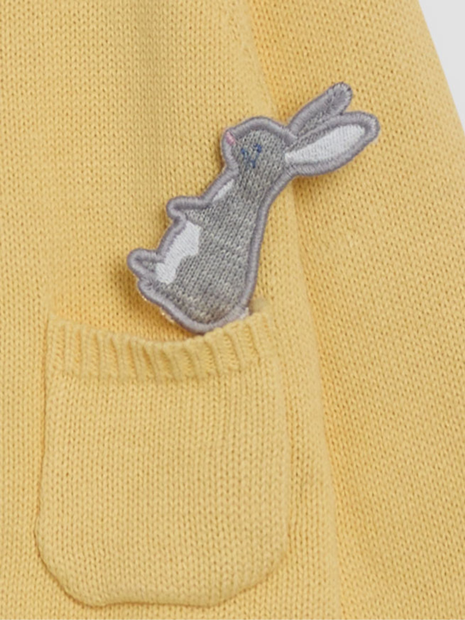 Yellow Bunny Applique Pet in Pocket Character Cardigan - Image 4 of 4