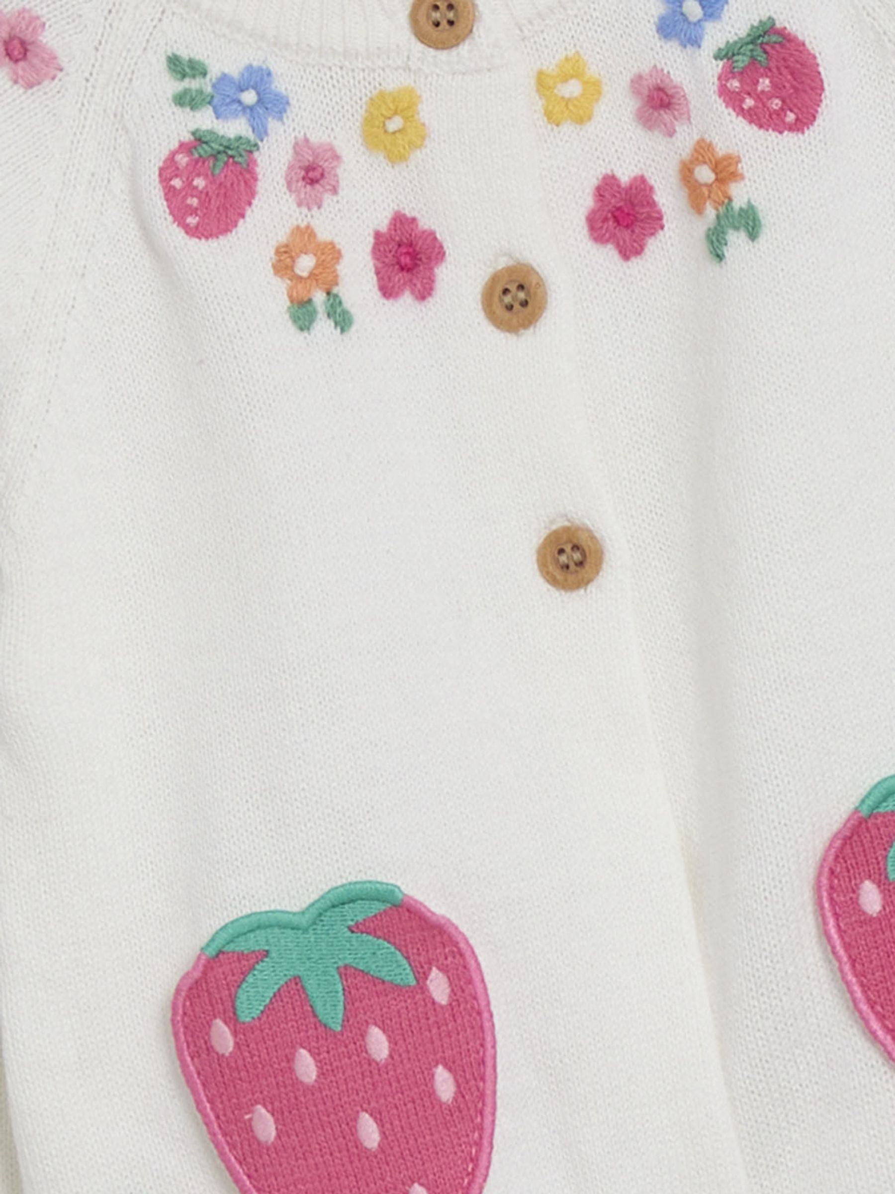 White Strawberry Applique Pocket Character Cardigan - Image 3 of 3