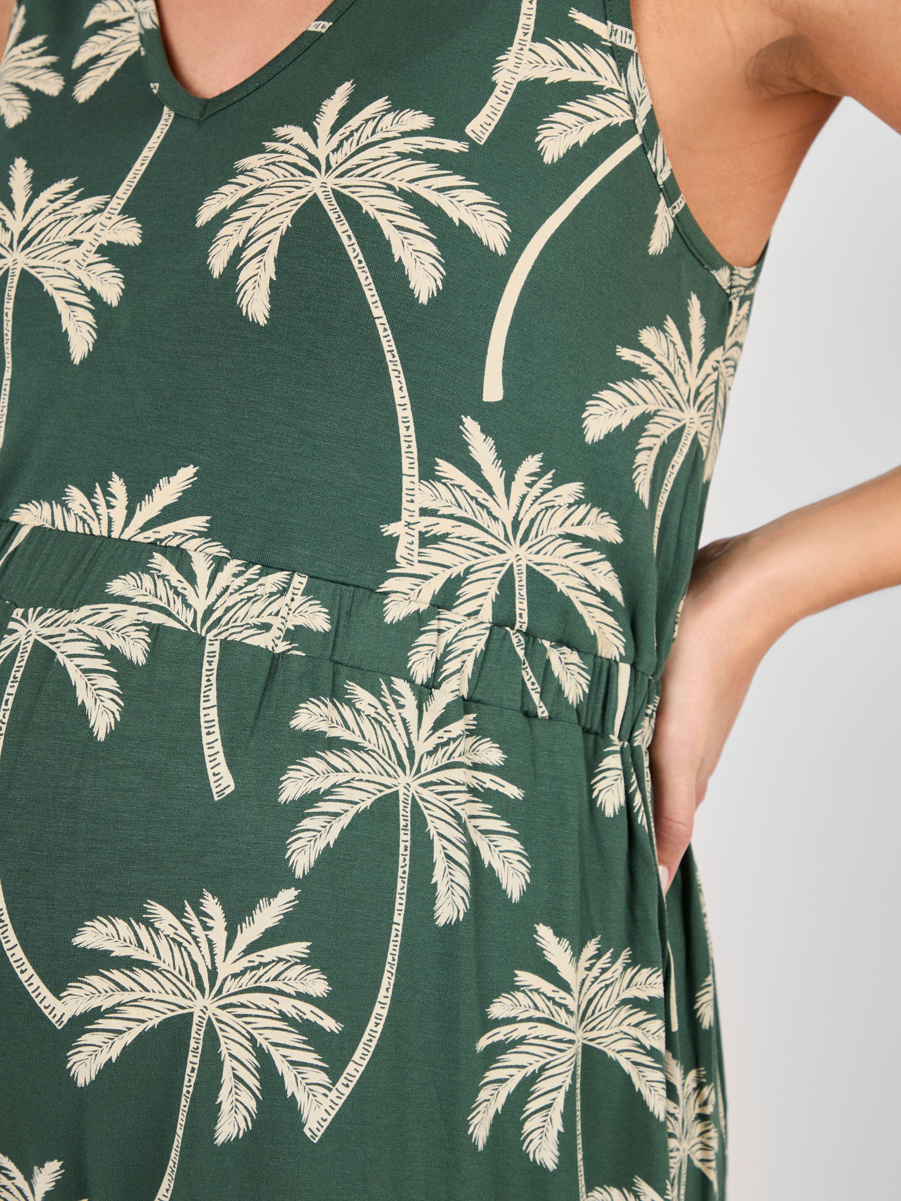 Khaki Maternity Palm Print Wide Leg Jersey Jumpsuit - Image 4 of 4