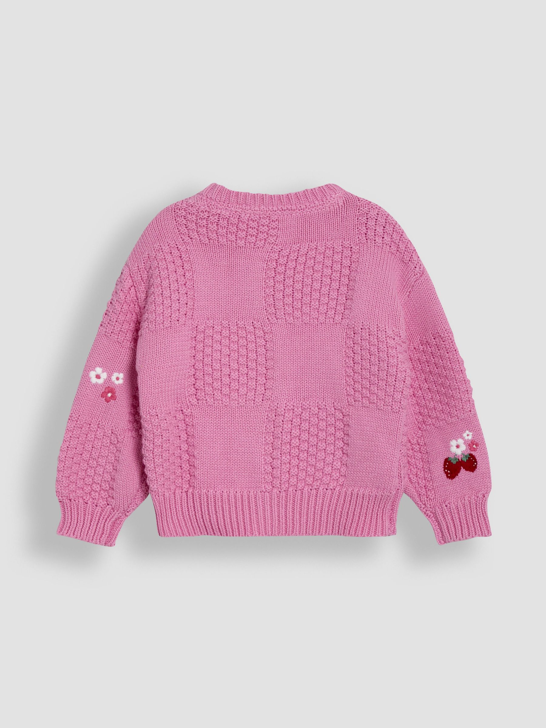 Pink Strawberry Embroidered 100% Cotton Cardigan - Image 2 of 3