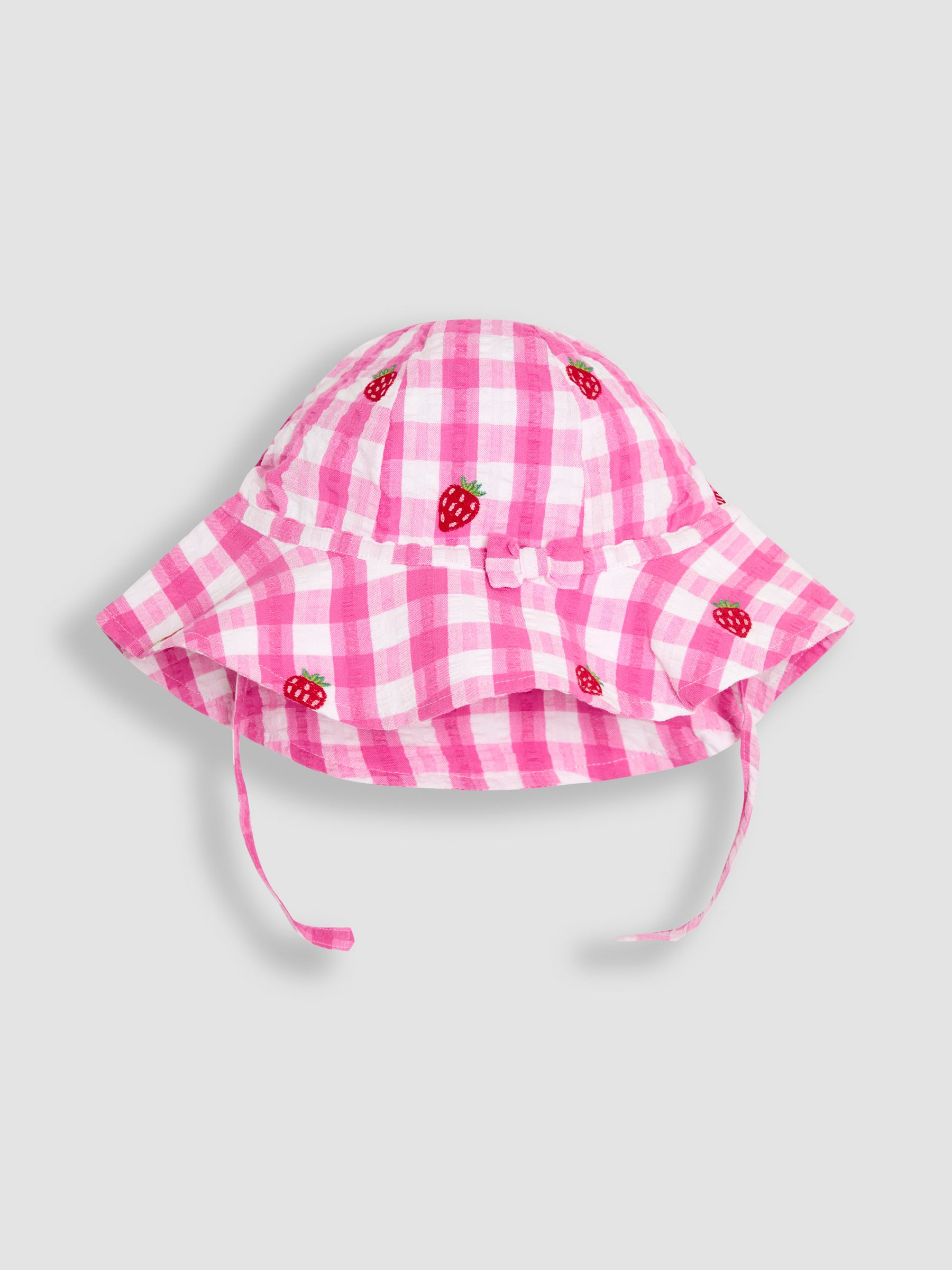 Pink Strawberry Gingham Floppy Sun Hat - Image 1 of 3