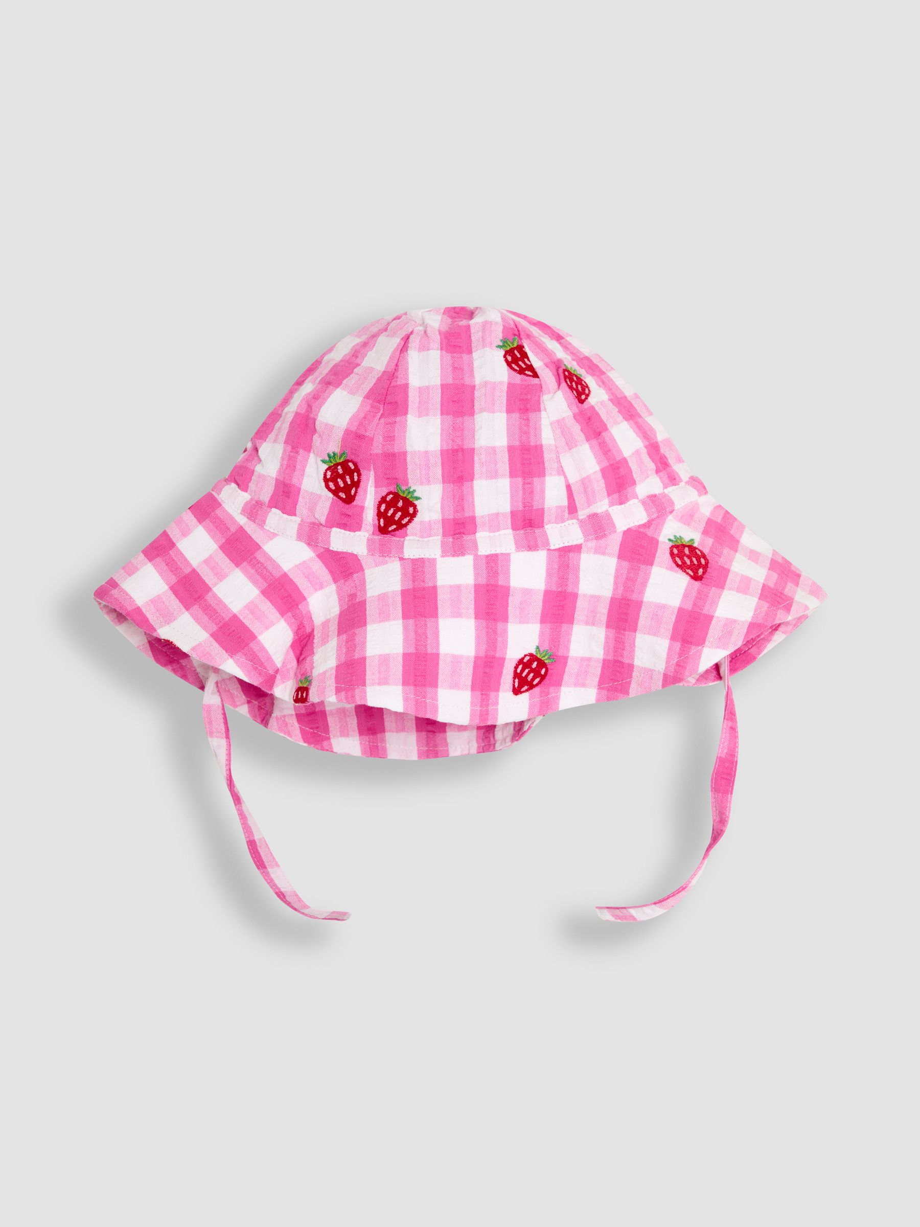 Pink Strawberry Gingham Floppy Sun Hat - Image 2 of 3