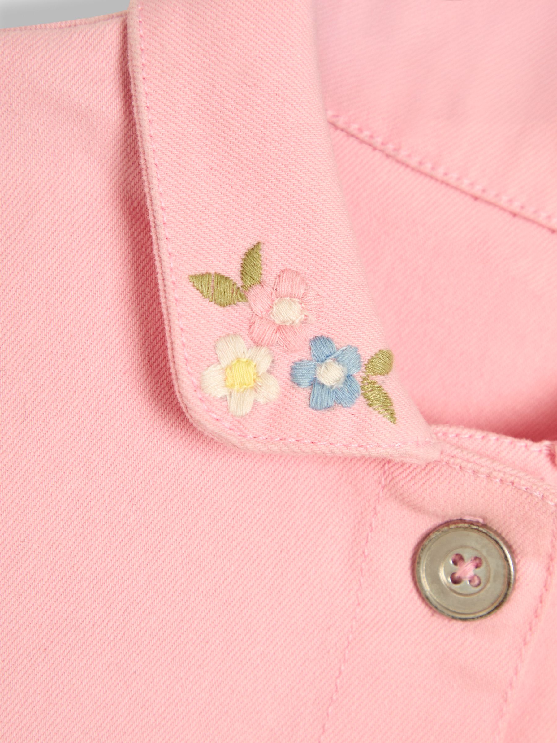 Pink Floral Embroidered Collared Twill Jacket - Image 3 of 4