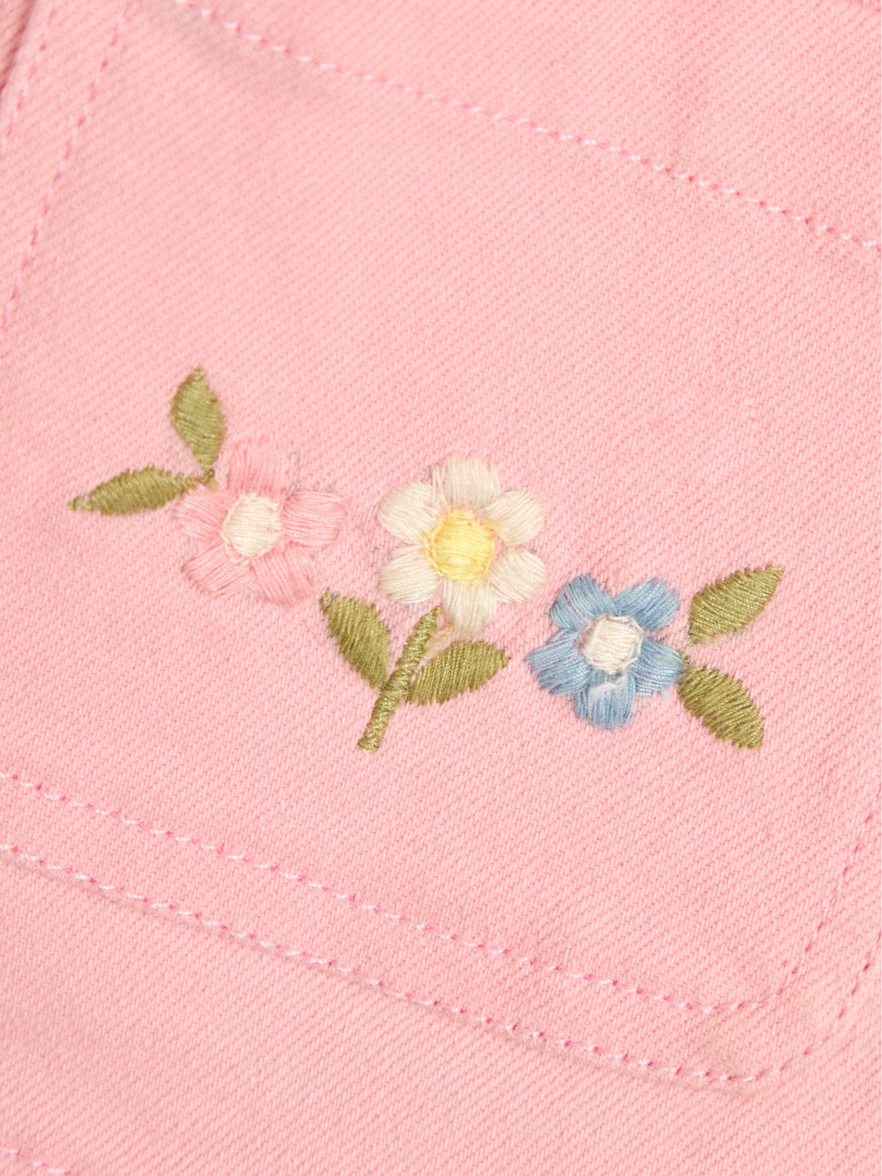 Pink Floral Embroidered Collared Twill Jacket - Image 4 of 4