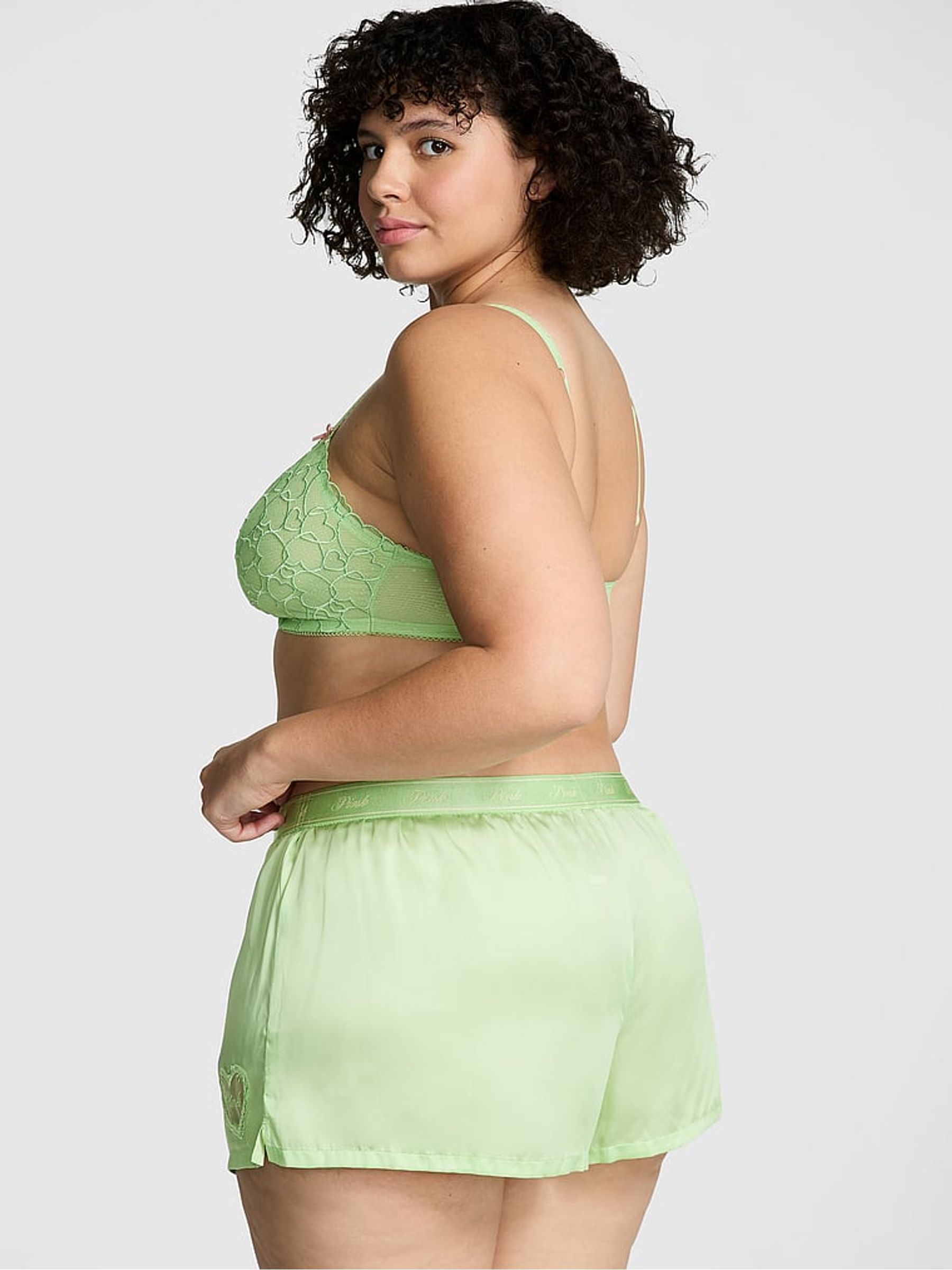 Pale Petal Green Heart Short TENCEL™ Pyjama Bottoms - Image 2 of 3