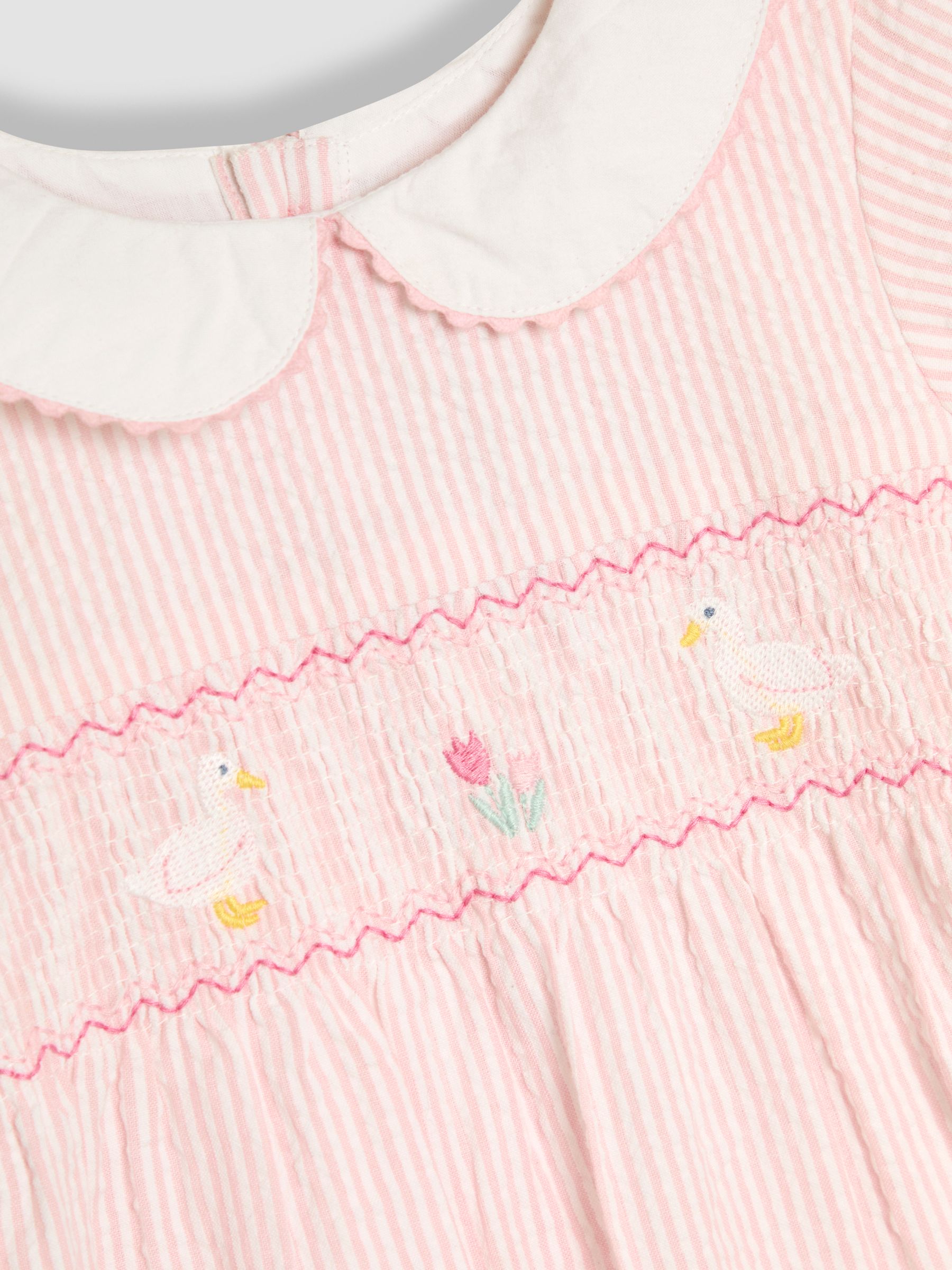 Pink Duck Seersucker Appliqué Smocked Dress - Image 5 of 6