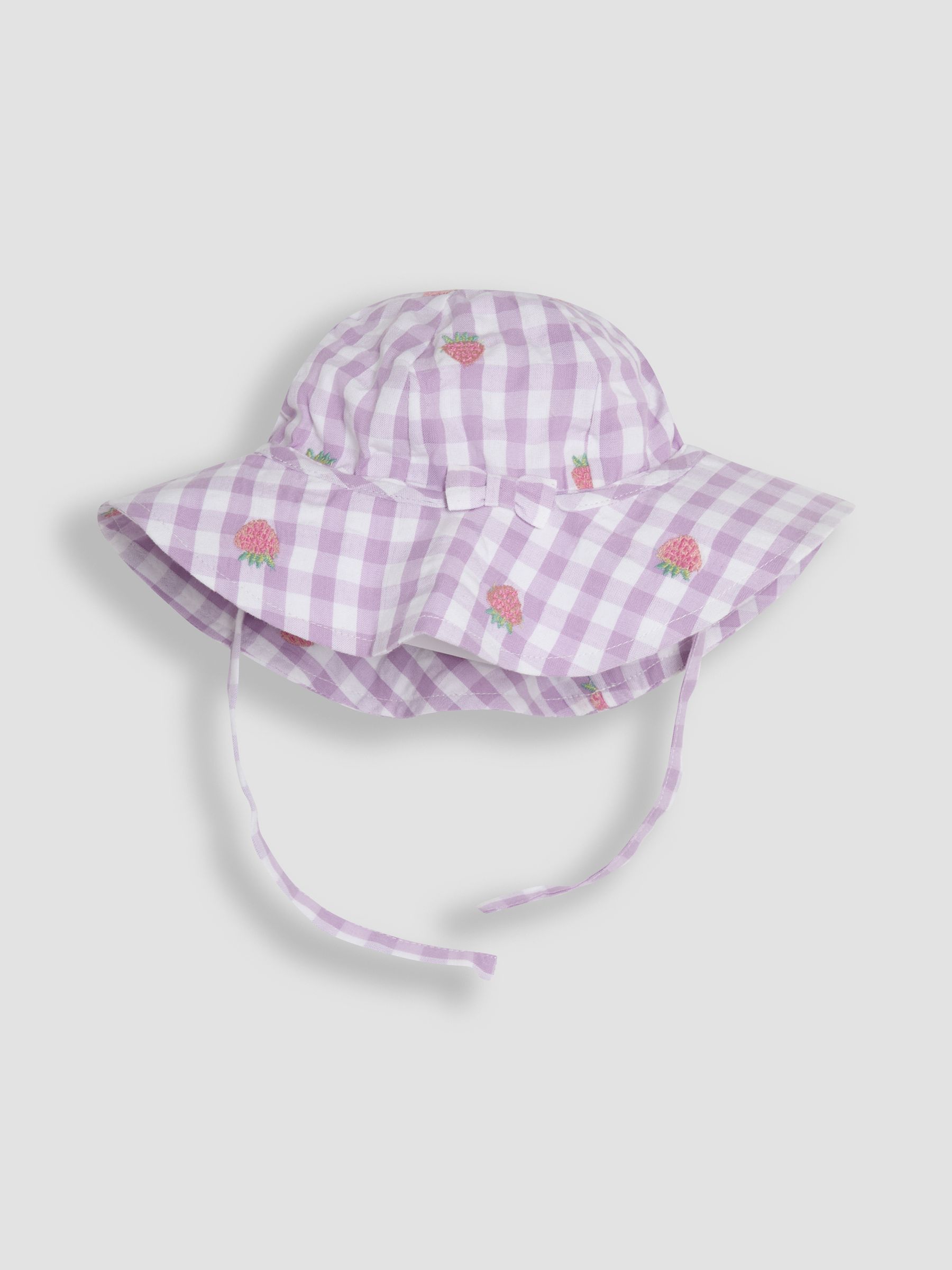 Lilac Strawberry Embroidered 3-Piece Scallop Baby Dress, Knicker & Hat Set - Image 5 of 7
