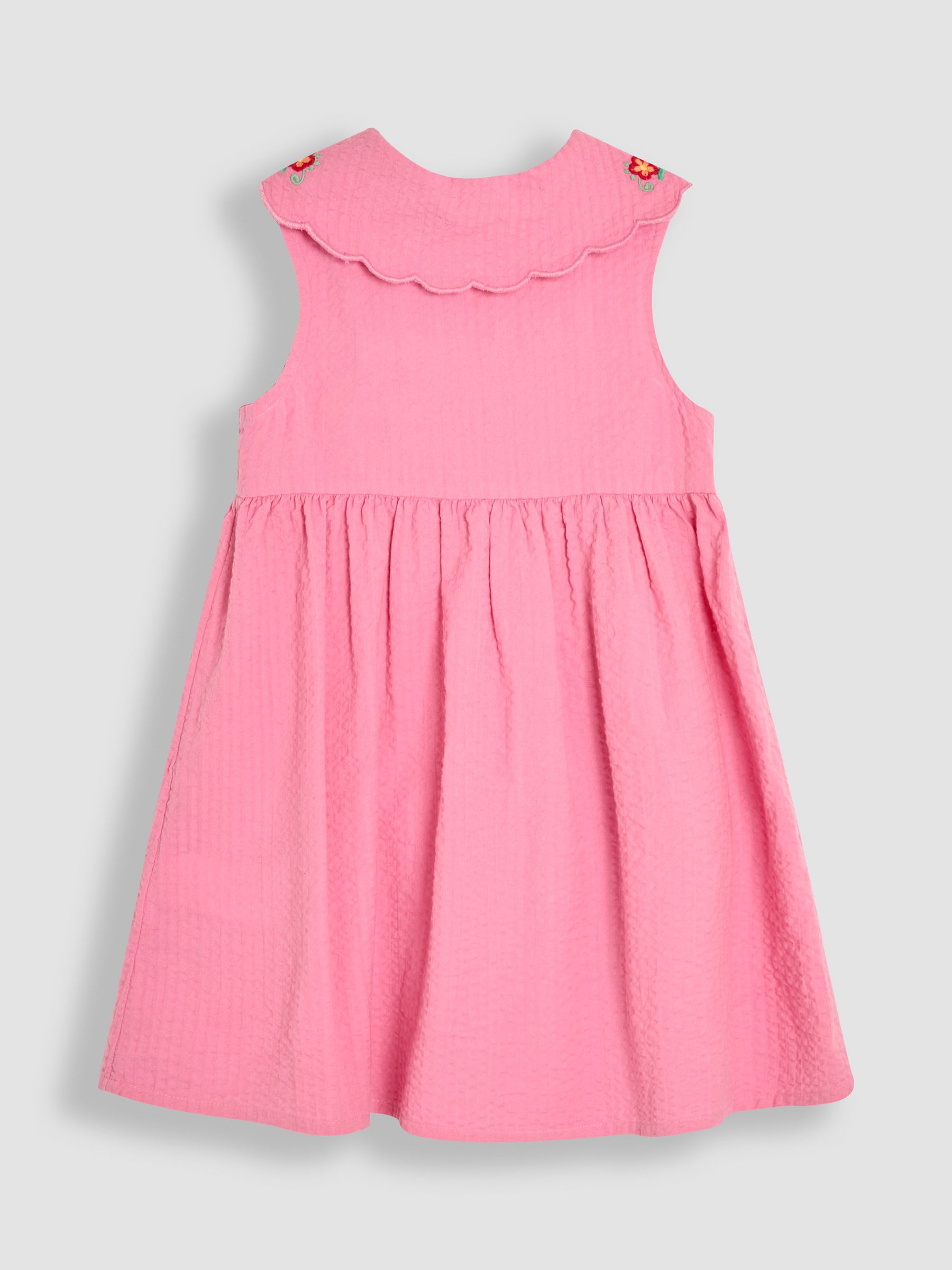 Pink Embroidered Scallop Collar Button Through Dress - Image 2 of 4