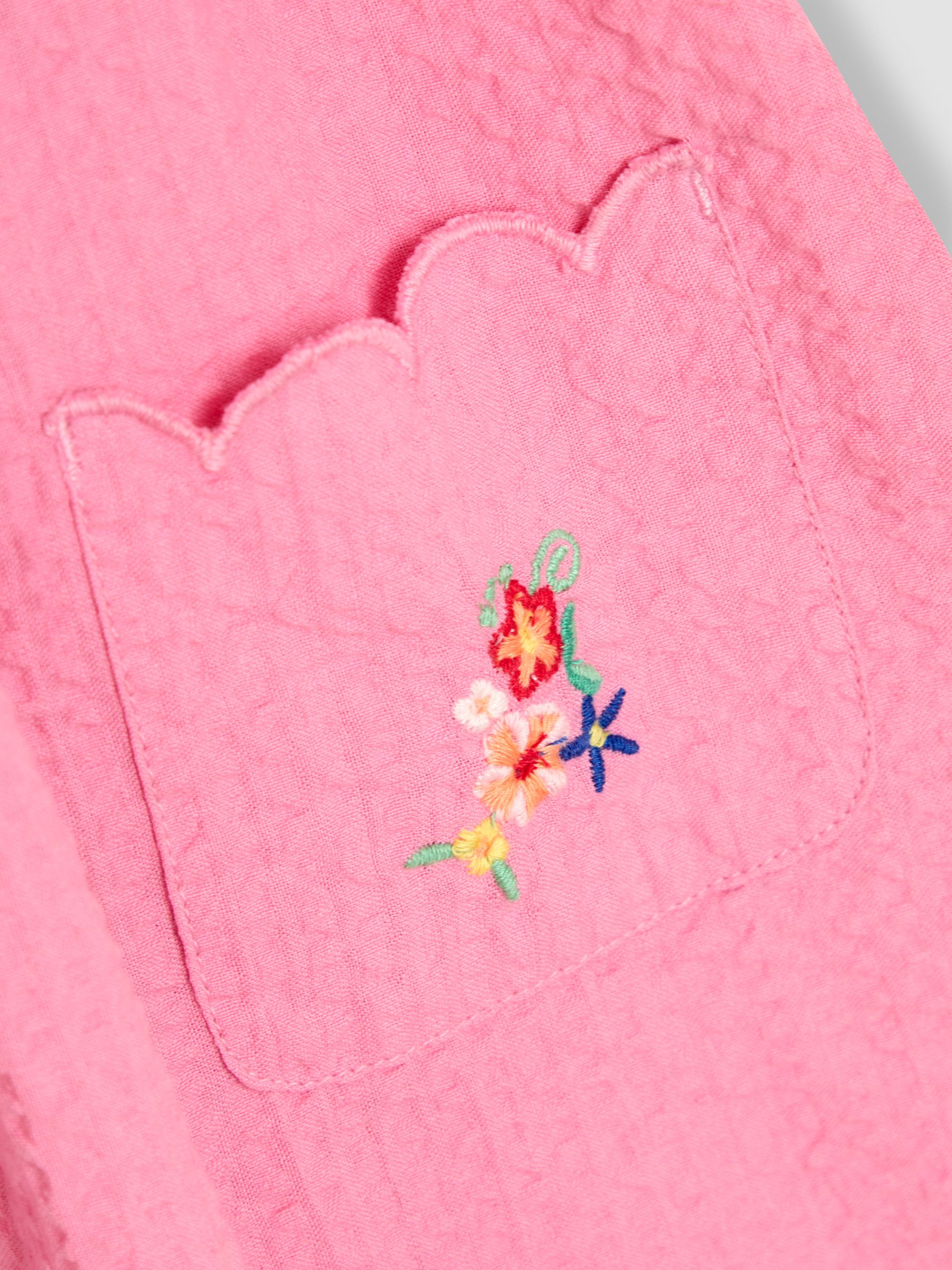 Pink Embroidered Scallop Collar Button Through Dress - Image 4 of 4