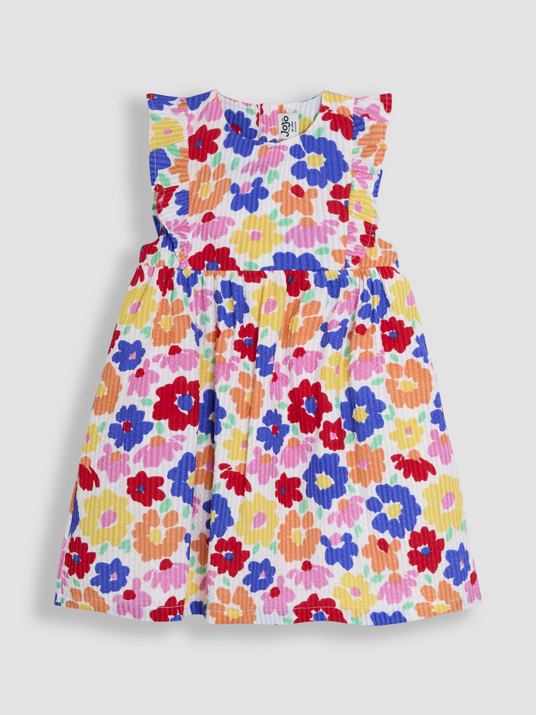 Fucshia Pink Floral Frill Shoulder Summer Dress - Image 2 of 5
