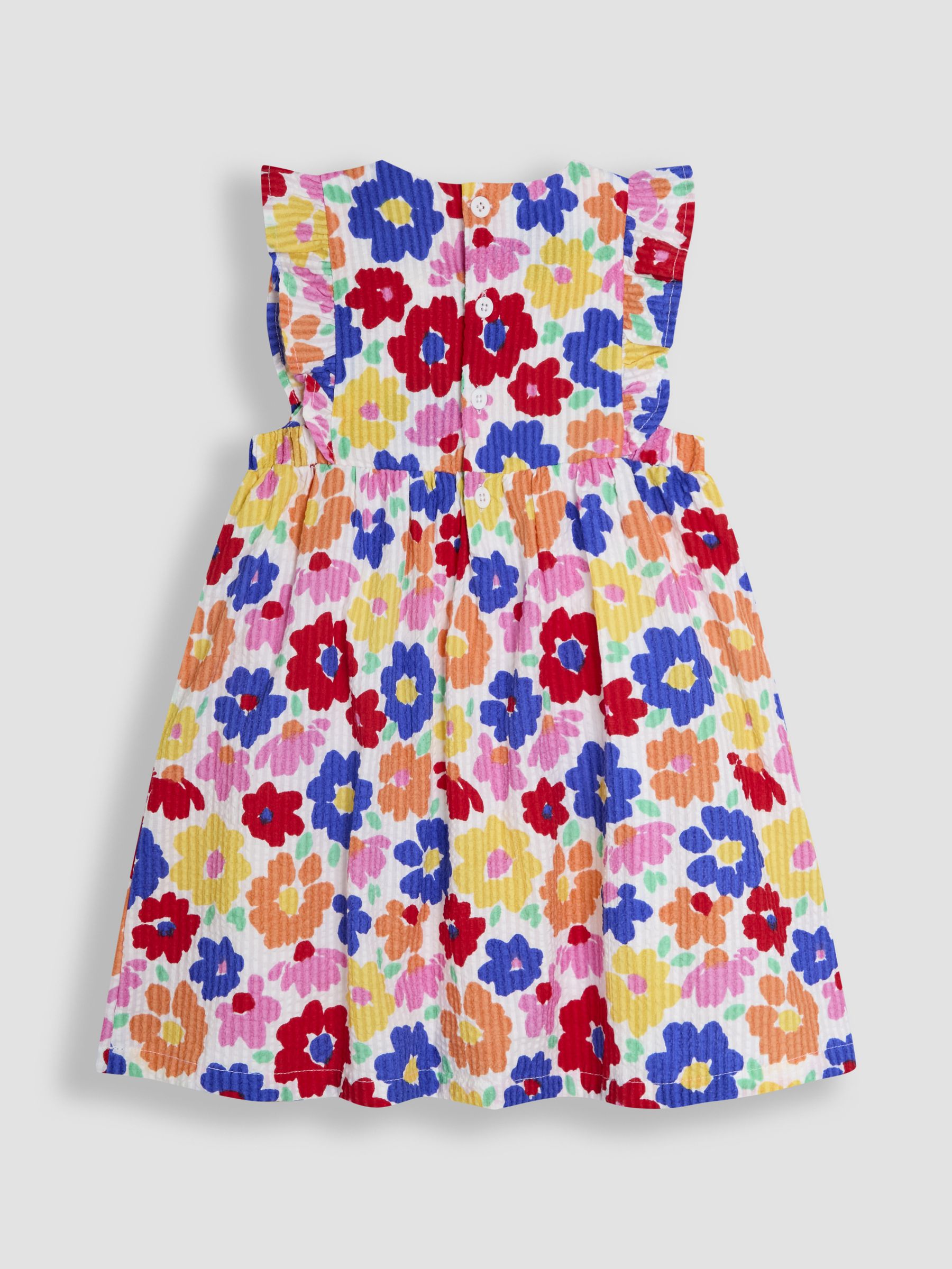 Fucshia Pink Floral Frill Shoulder Summer Dress - Image 3 of 5