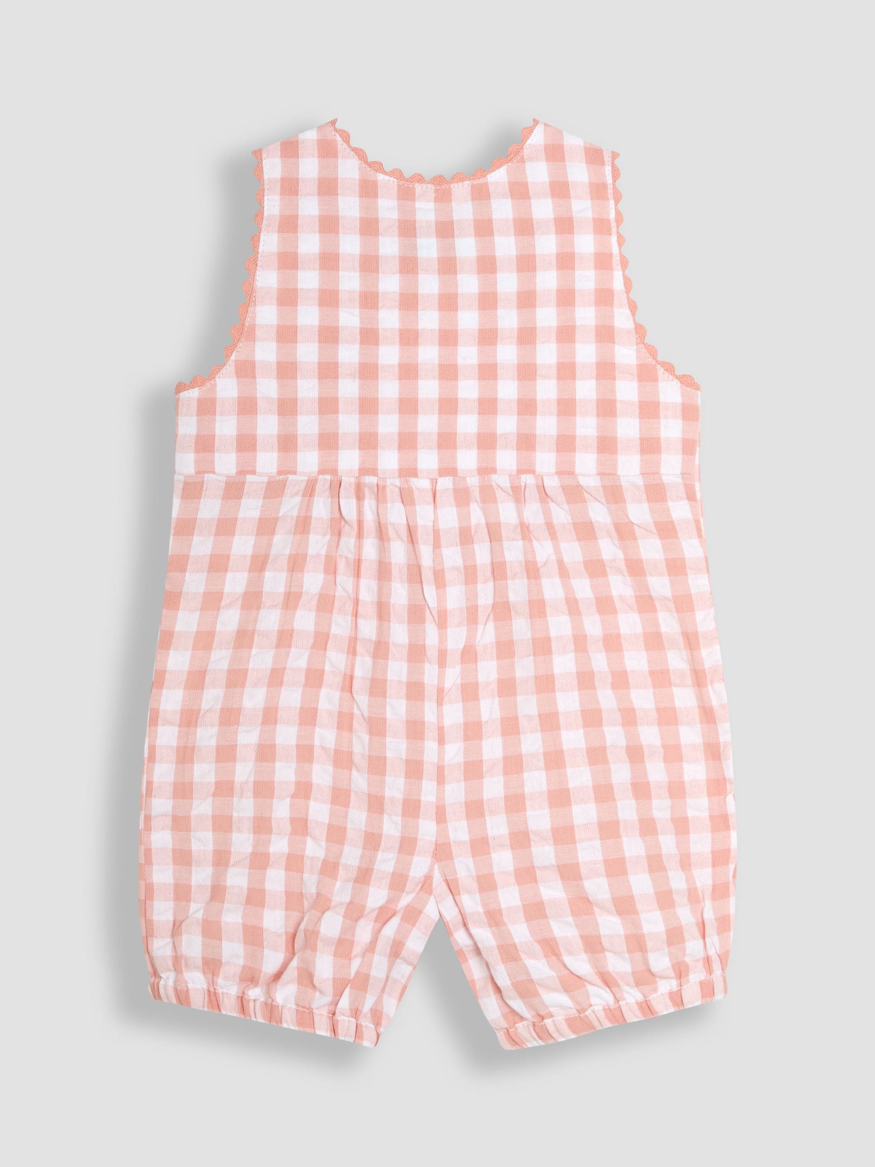 Coral Gingham Giraffe Appliqué Dungarees - Image 2 of 3