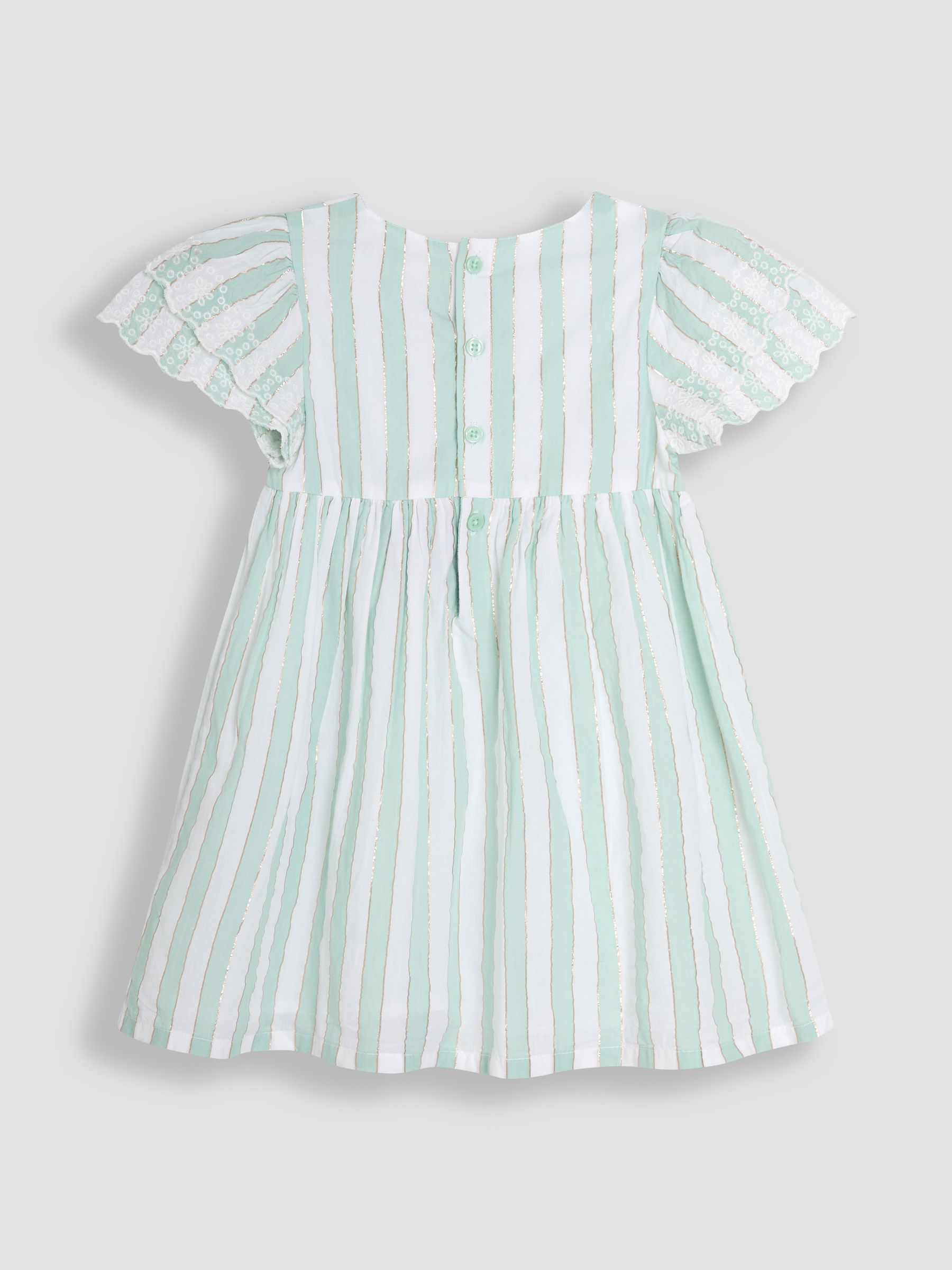 Aqua Blue Stripe Frill Sleeve Wrap 100% Cotton Dress - Image 2 of 3