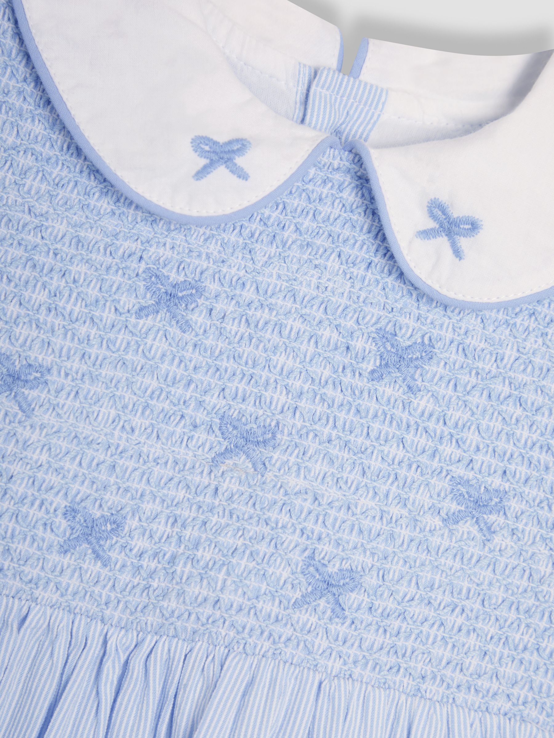 Blue Bud Floral Embroidered Smocked Party Dress - Image 10 of 10