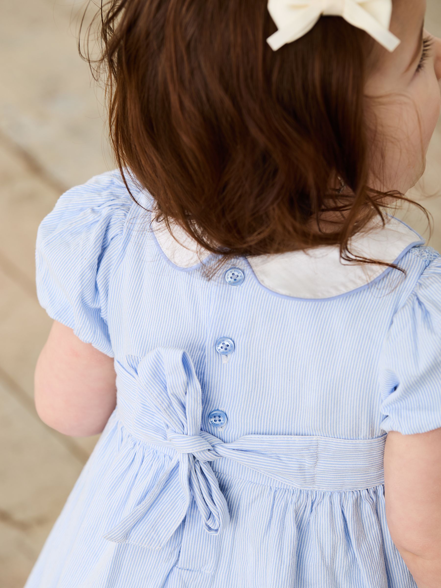 Blue Bud Floral Embroidered Smocked Party Dress - Image 4 of 5