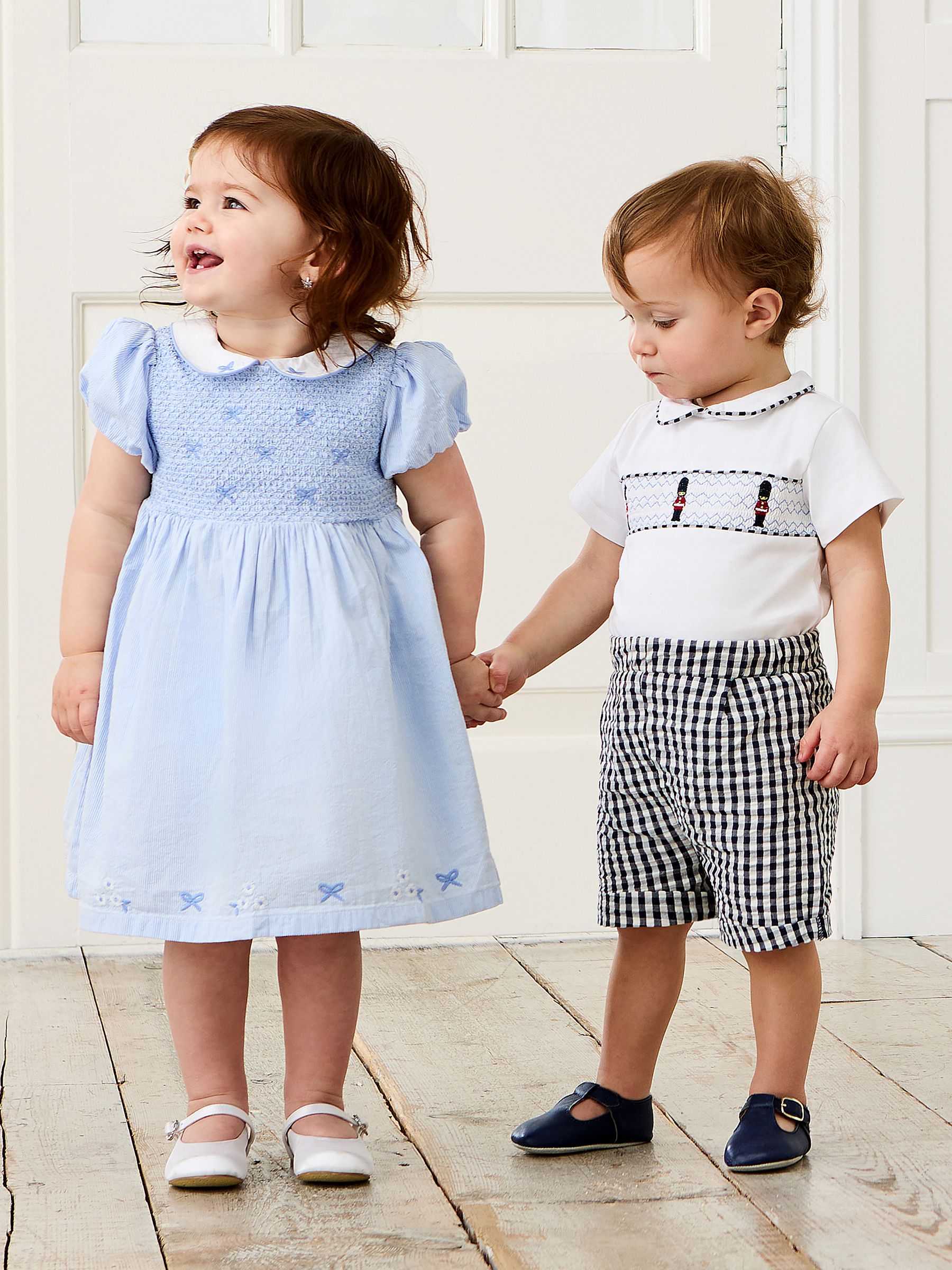 Blue Bud Floral Embroidered Smocked Party Dress - Image 5 of 5