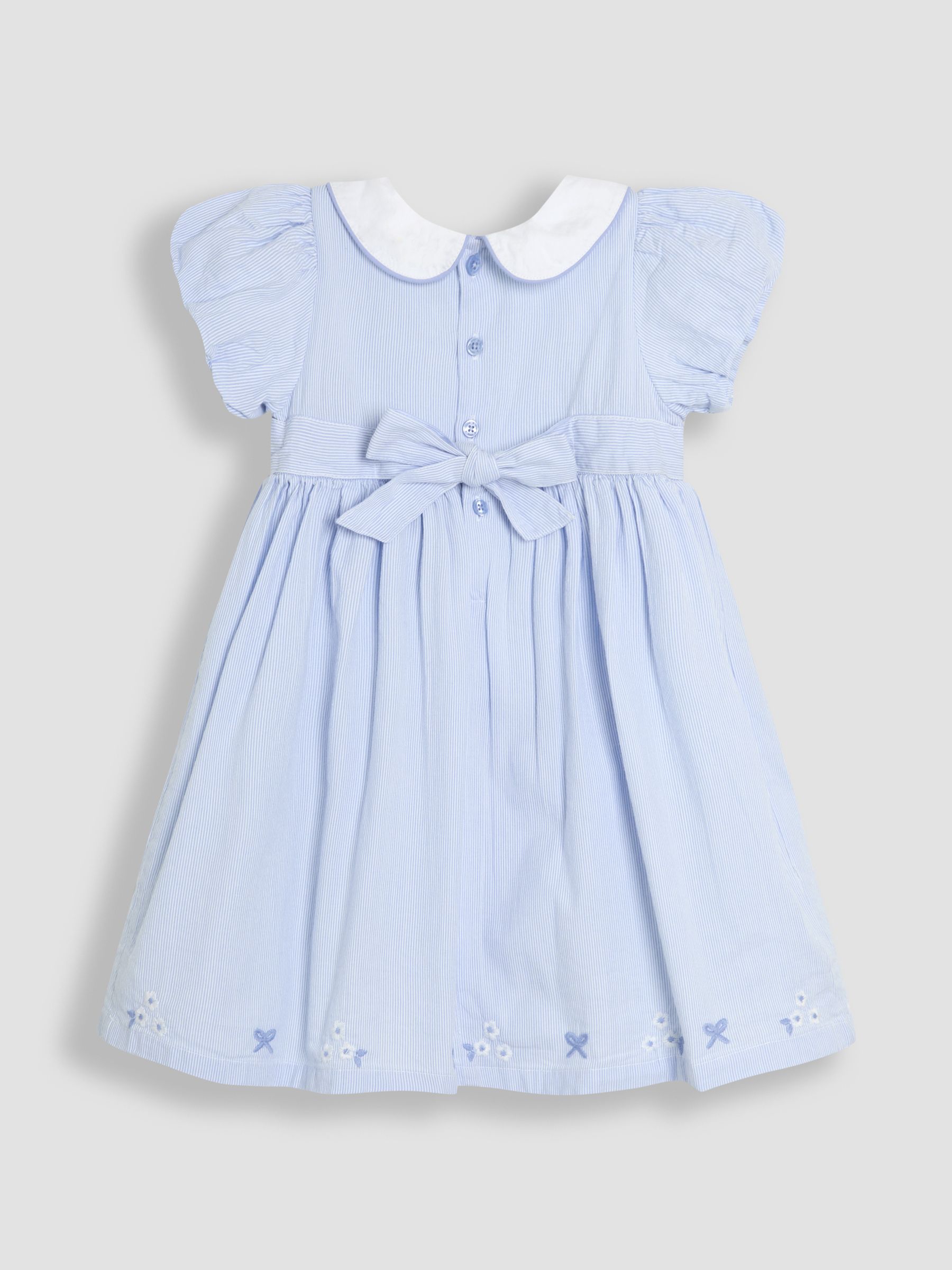 Blue Bud Floral Embroidered Smocked Party Dress - Image 8 of 10