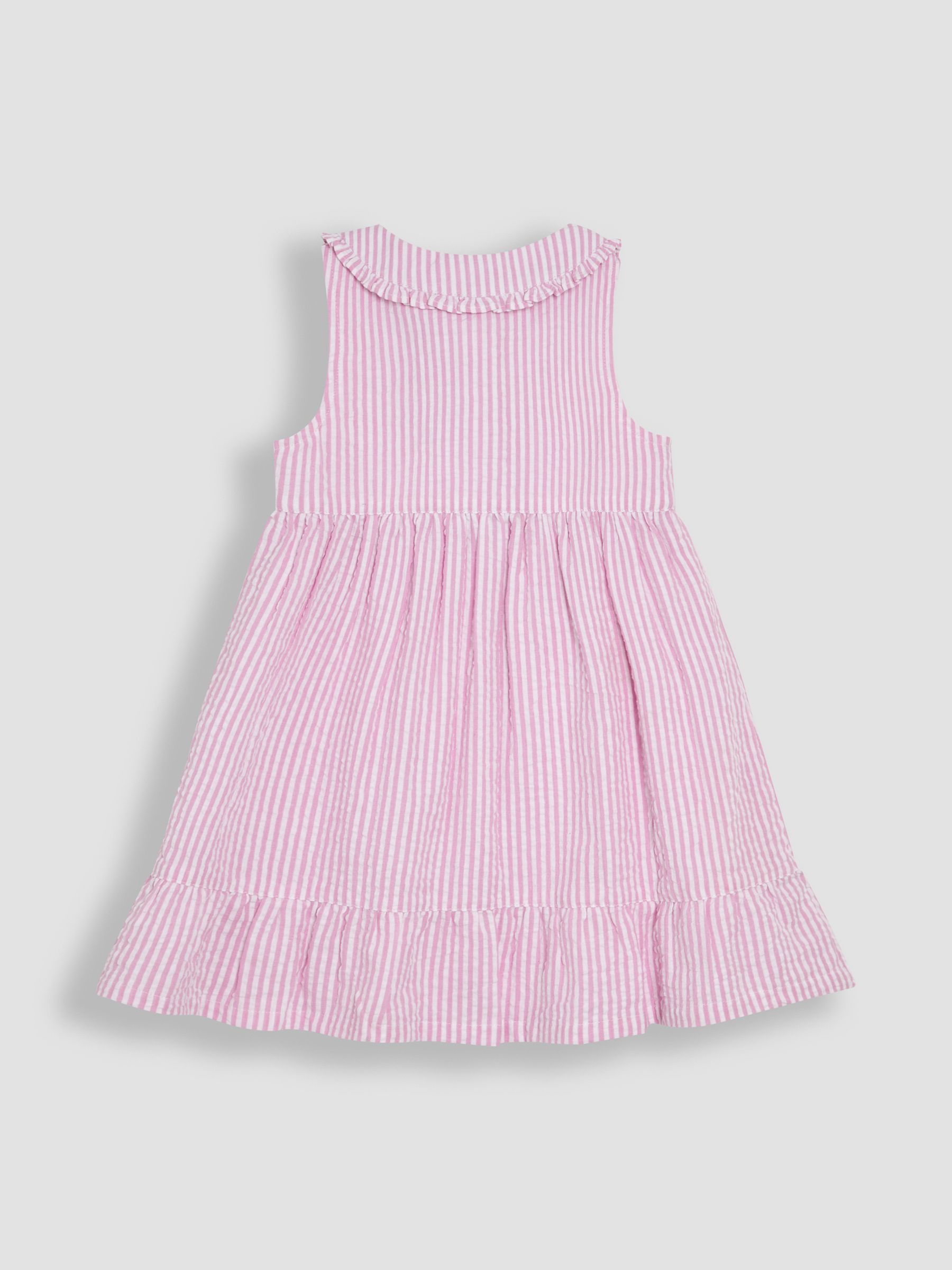 Pink Seersucker Stripe Collar Button Through Dress - Image 2 of 3
