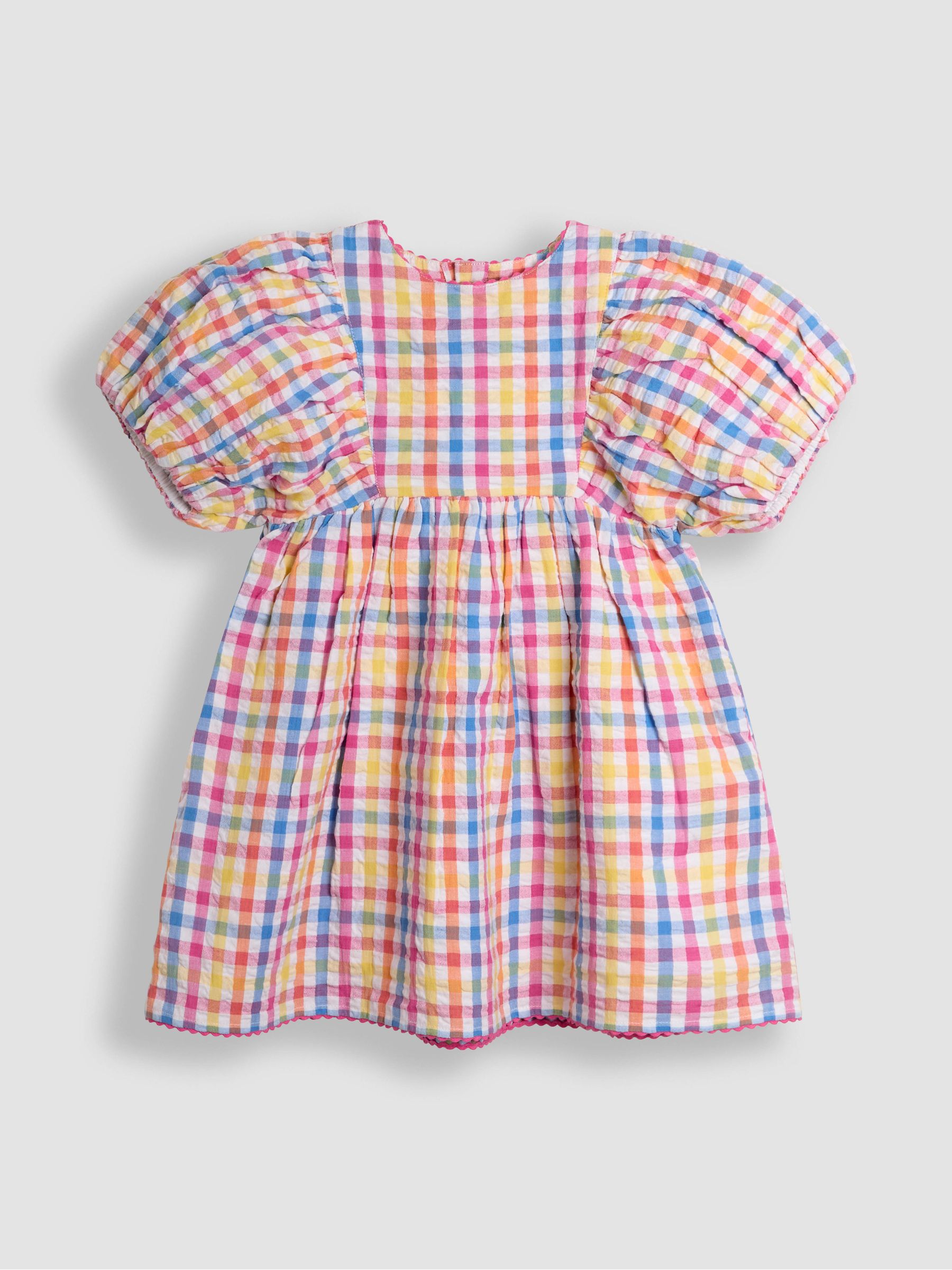 Pink Gingham Balloon Sleeve Dress - Image 2 of 4