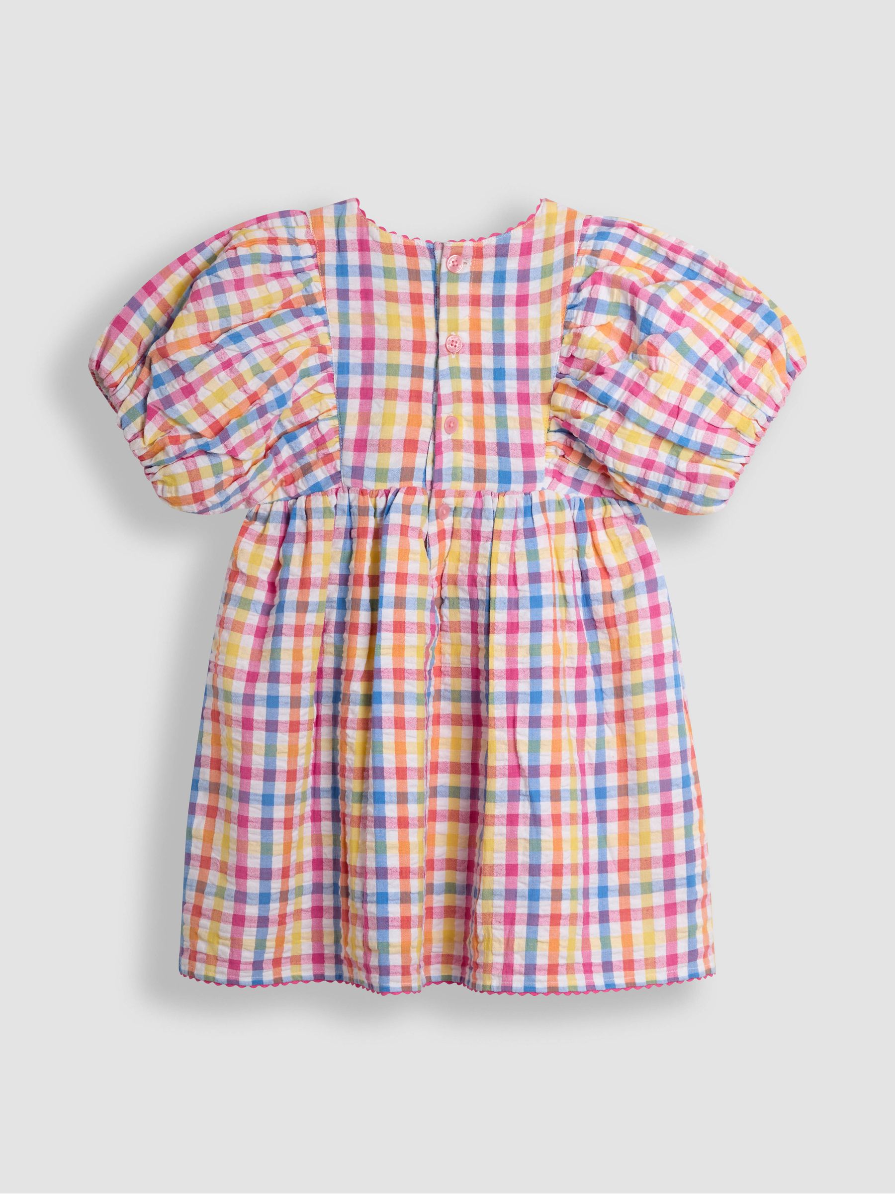 Pink Gingham Balloon Sleeve Dress - Image 4 of 4