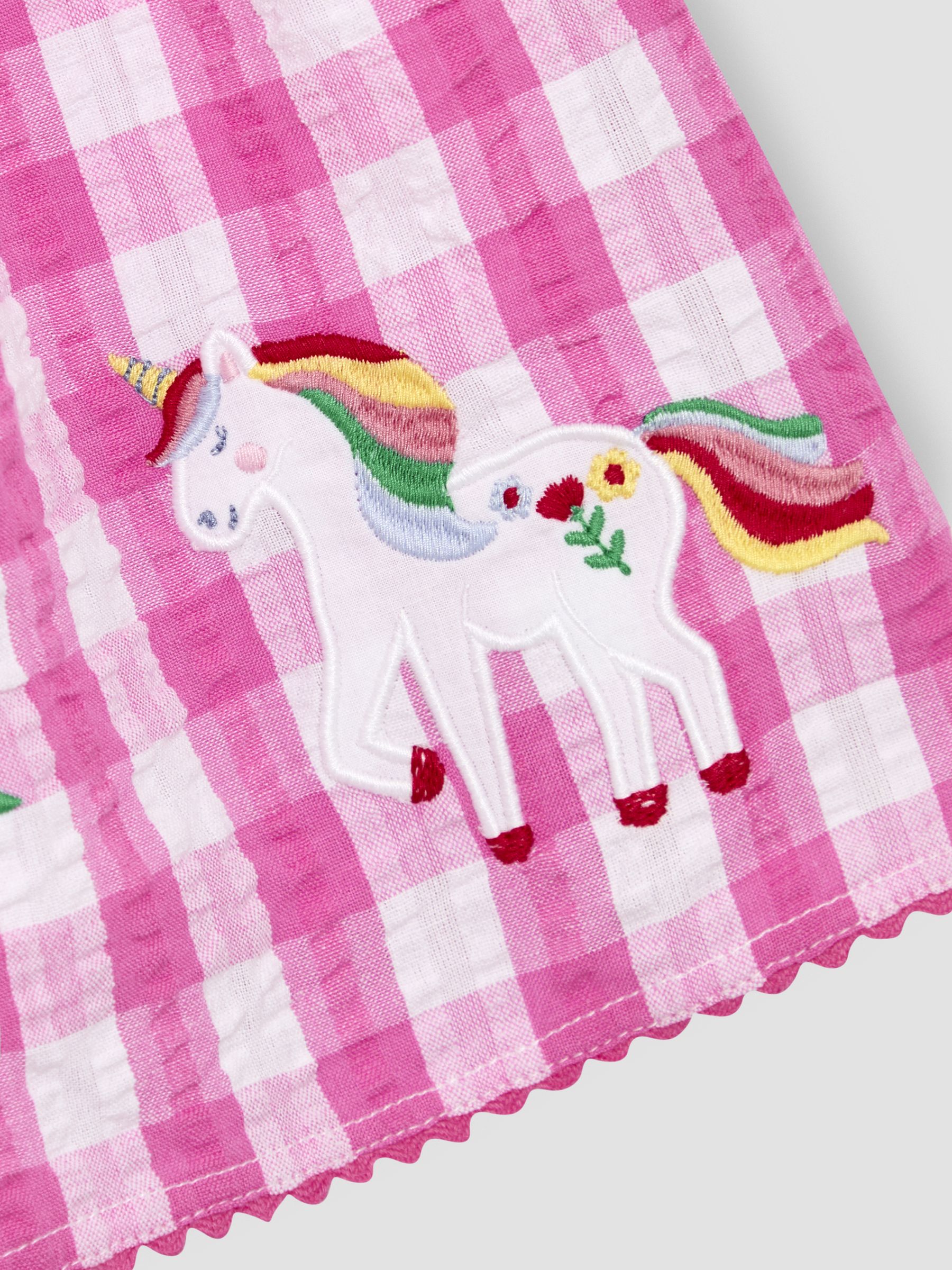 Fuchsia Pink Unicorn Appliqué Gingham Summer Dress - Image 3 of 3