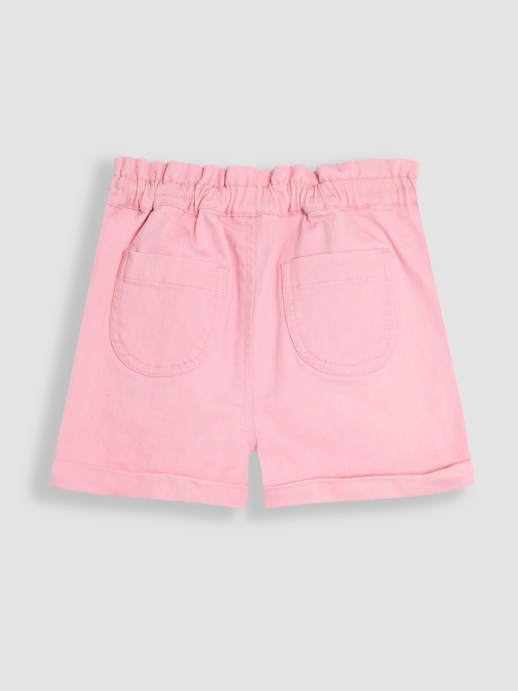 Coral Pink Embroidered Twill Turn-Up Hem 100% Cotton Shorts - Image 2 of 3