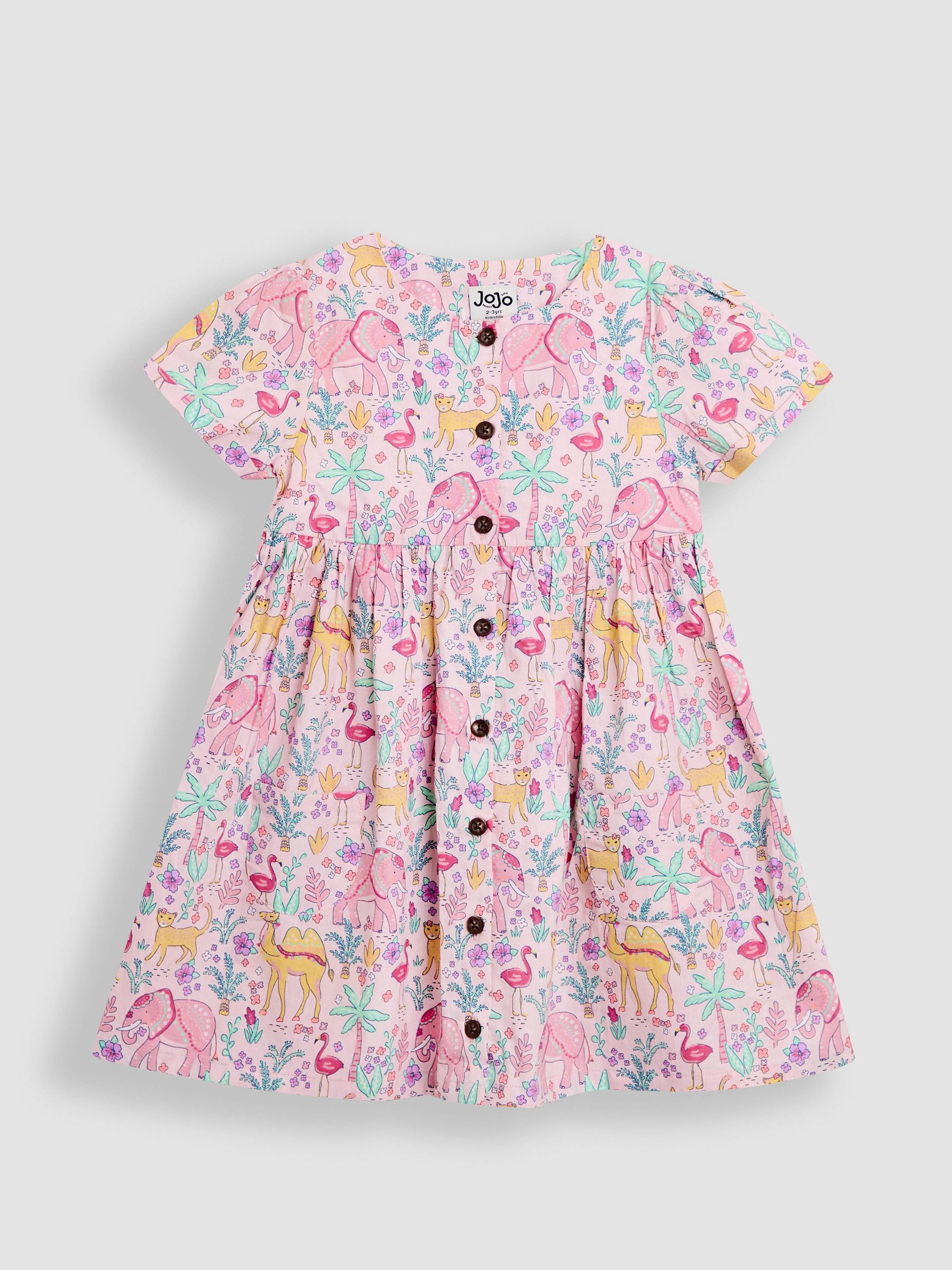Coral Pink Button Through 100% Cotton Dress - Image 1 of 3