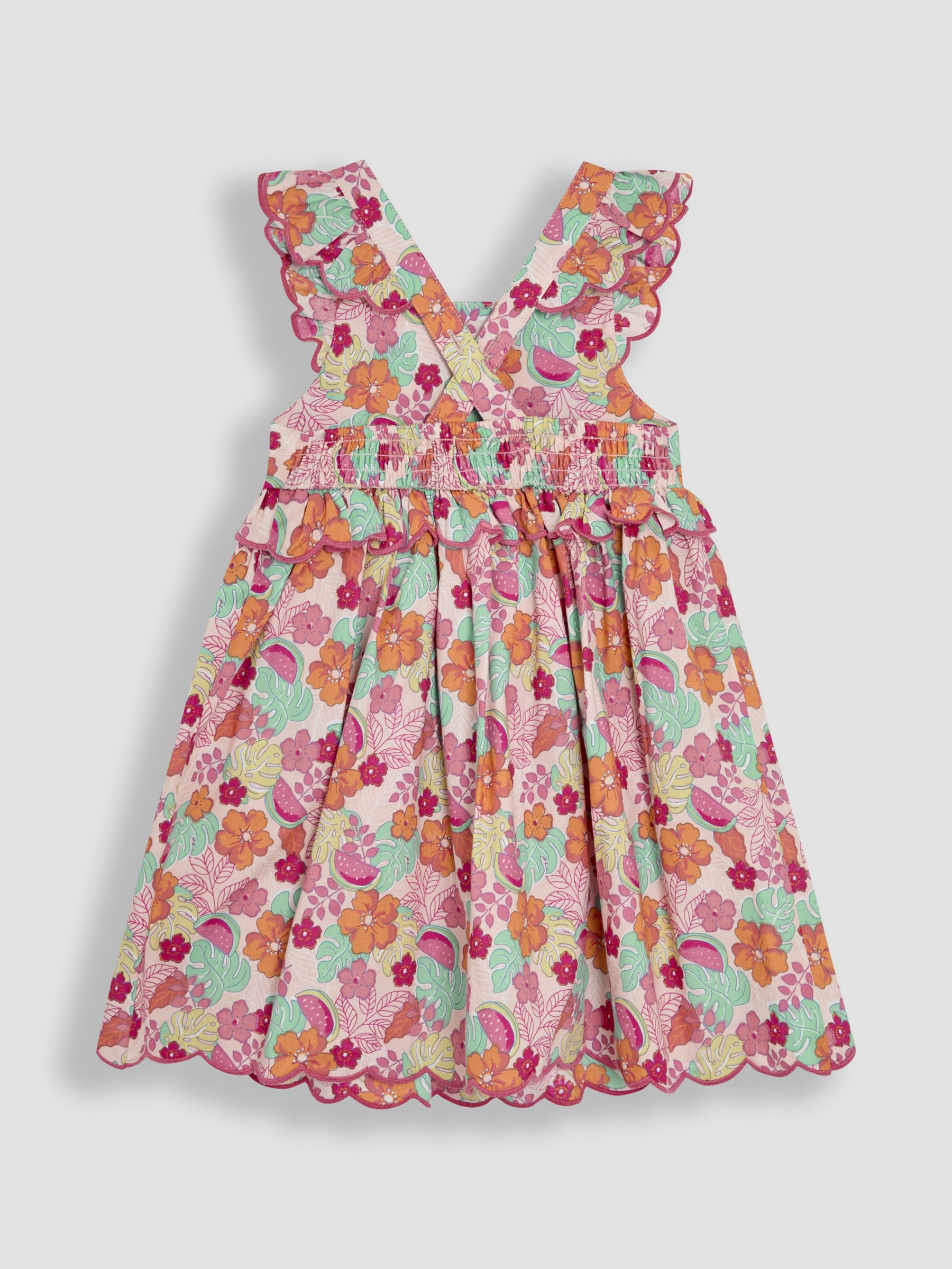 Pink Jungle Floral Print Scallop Hem Sun Dress - Image 2 of 3