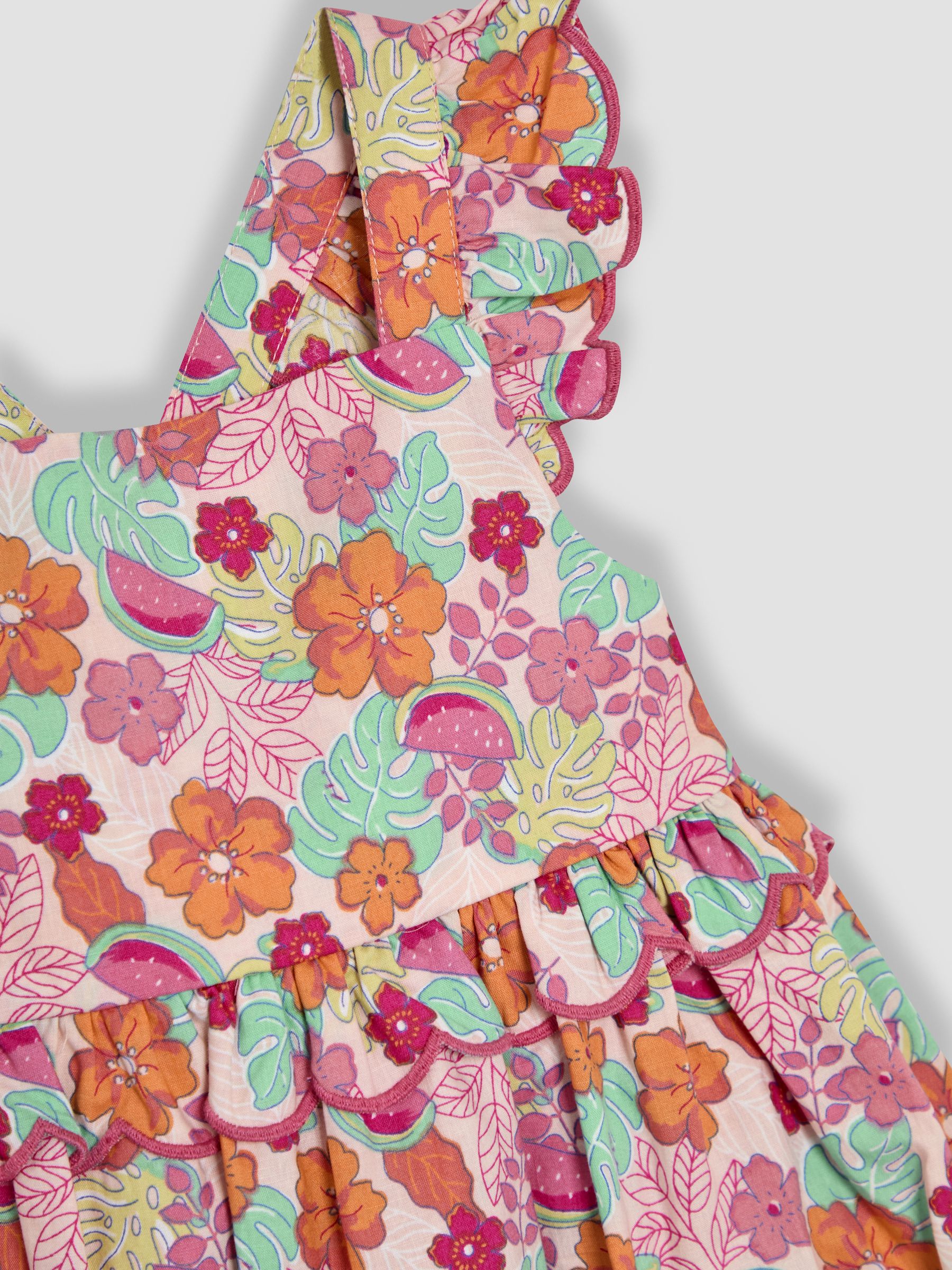 Pink Jungle Floral Print Scallop Hem Sun Dress - Image 3 of 3