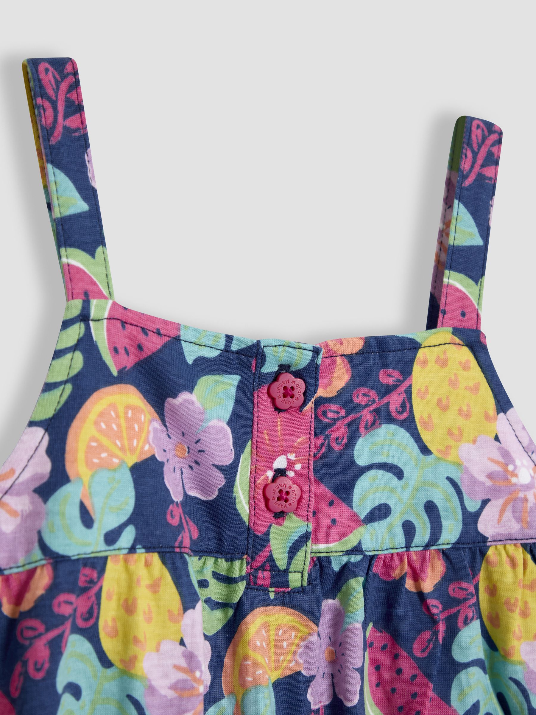 Blue Fruit Floral Button Front Jumpsuit - Image 3 of 3