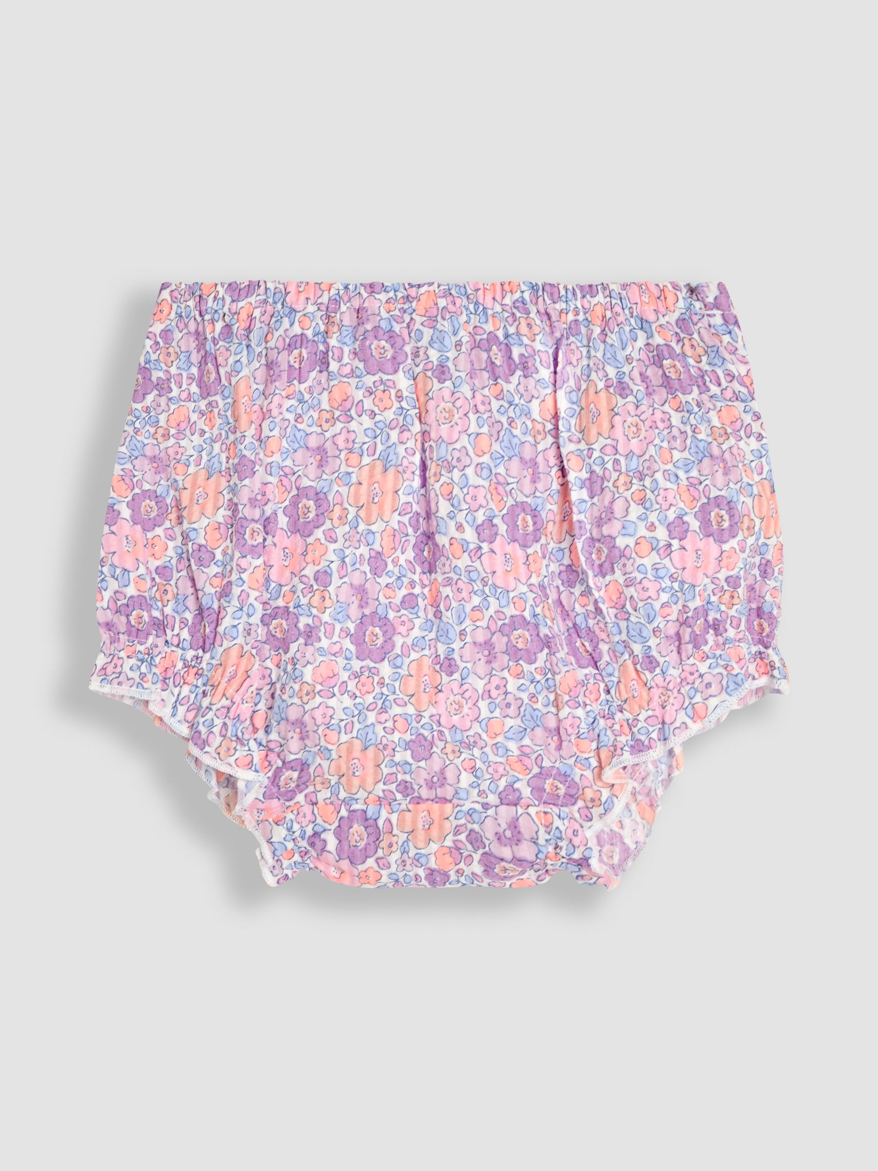 Lilac Purple Tropical Floral Smocked Woven 100% Cotton Dress - Image 4 of 5