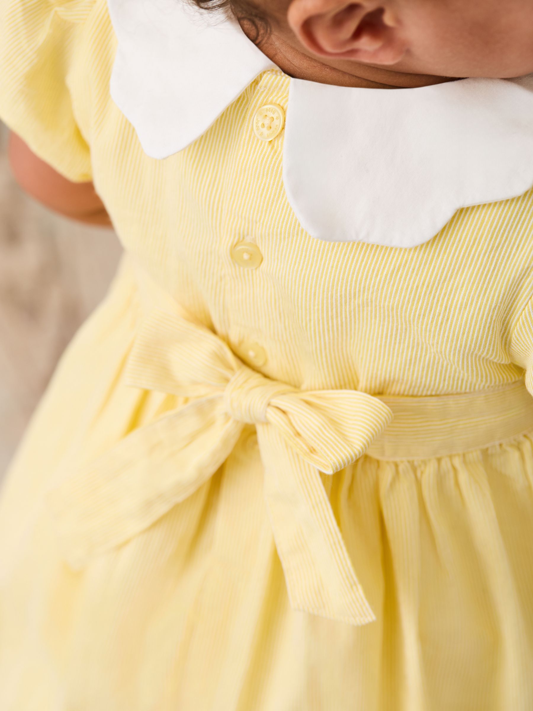 Yellow Bud Floral Embroidered Smocked Party Dress - Image 4 of 5