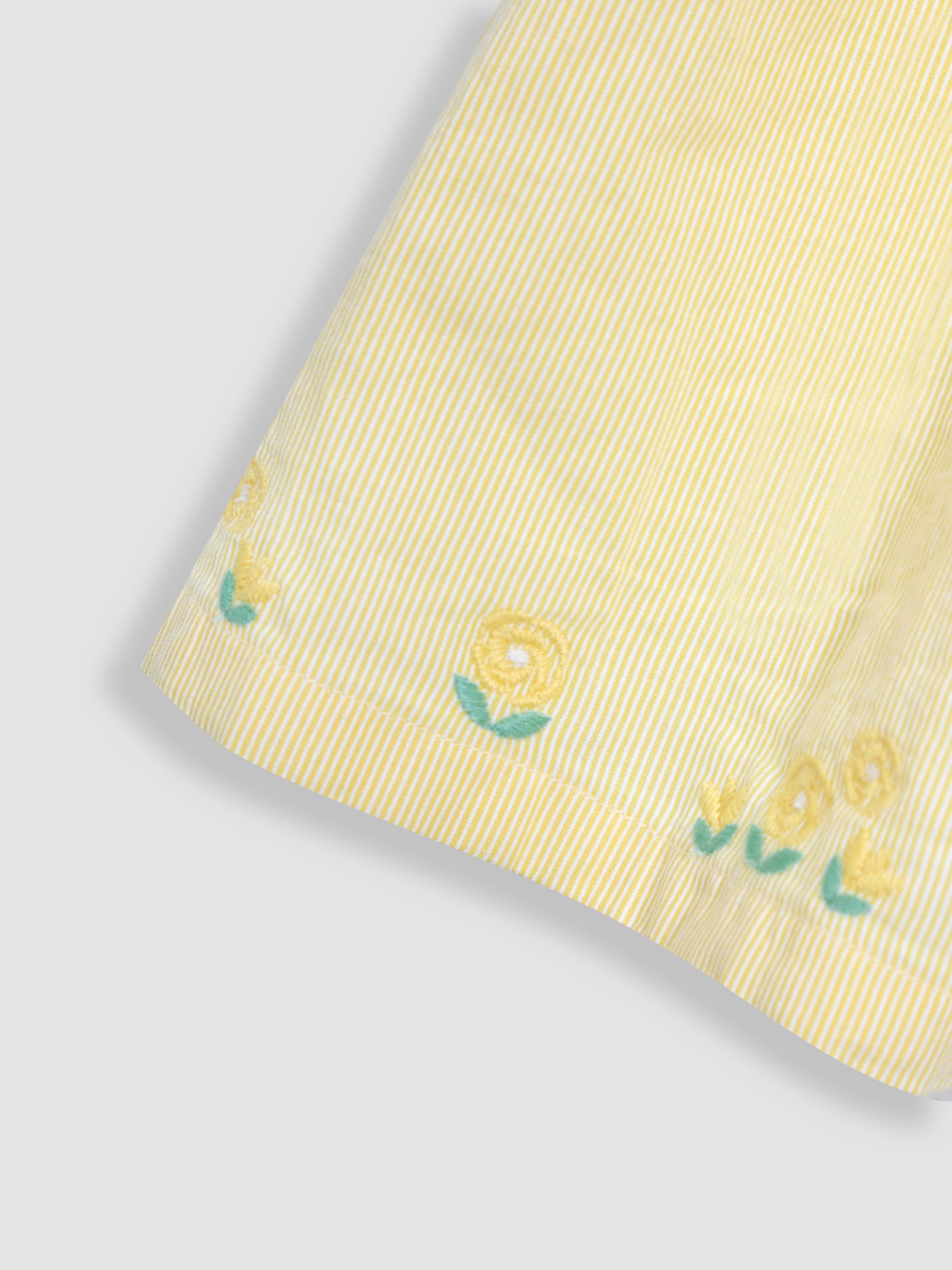 Yellow Bud Floral Embroidered Smocked Party Dress - Image 9 of 9