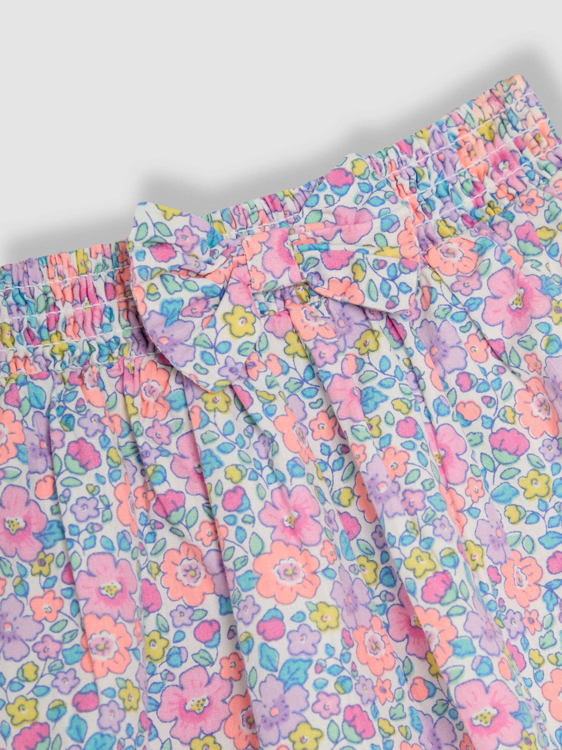 Coral Pink Floral 2-Piece Double Frill Sleeve 100% Cotton T-Shirt & Skirt Set - Image 3 of 3