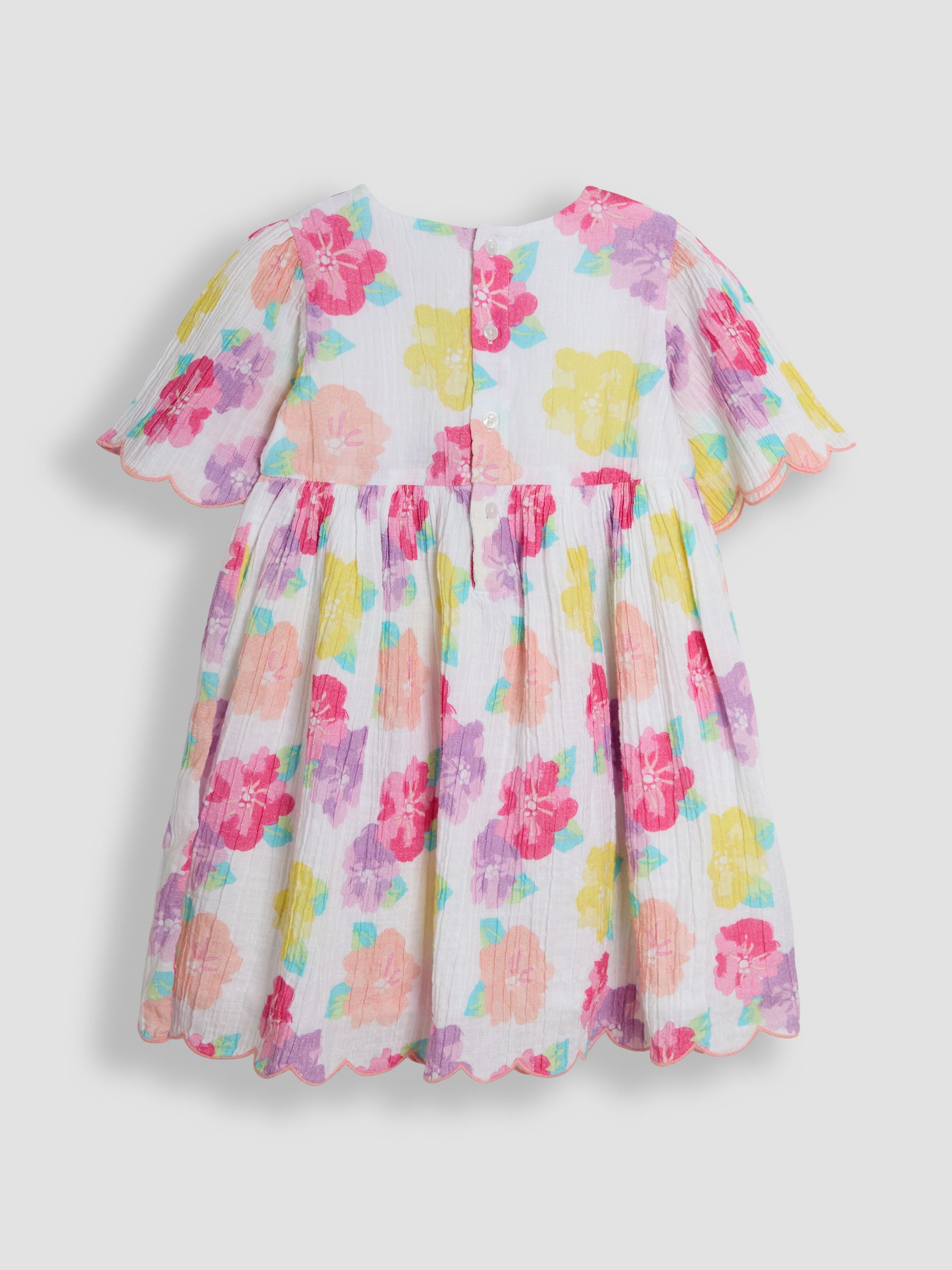 Pink Tropical Floral Scallop Sleeve Dress - Image 2 of 3