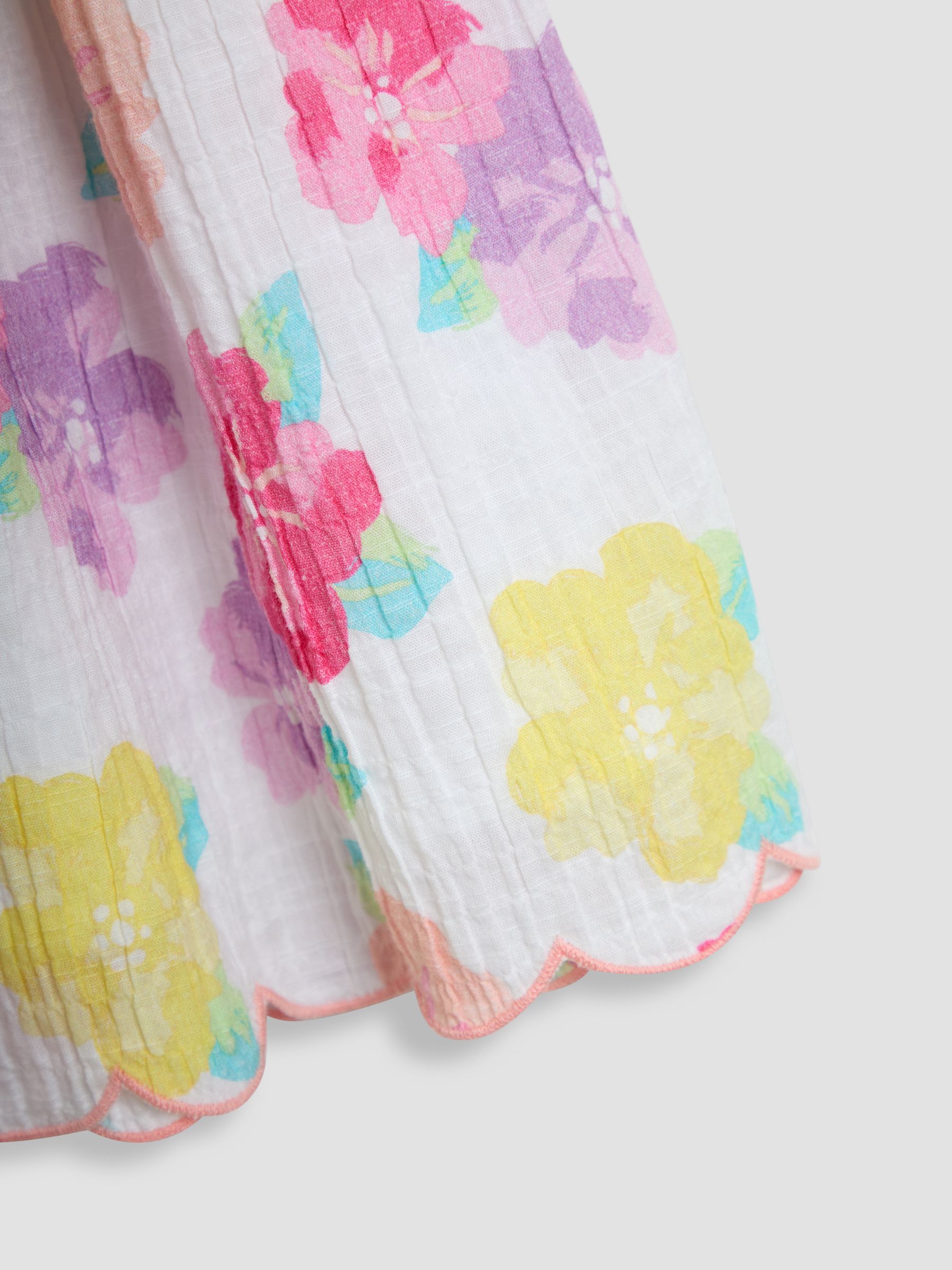 Pink Tropical Floral Scallop Sleeve Dress - Image 3 of 3