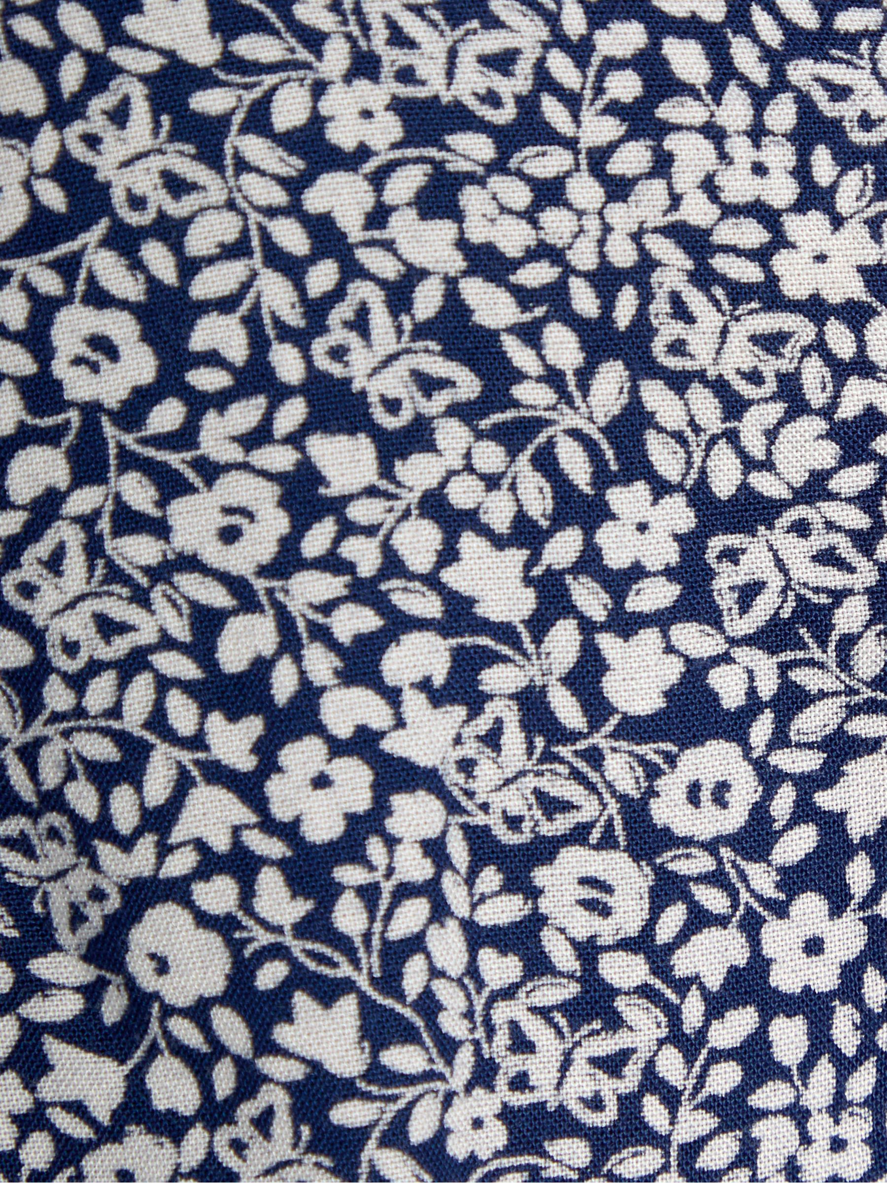 Navy Blue Ditsy Floral Print Button Front Classic Dress - Image 3 of 3