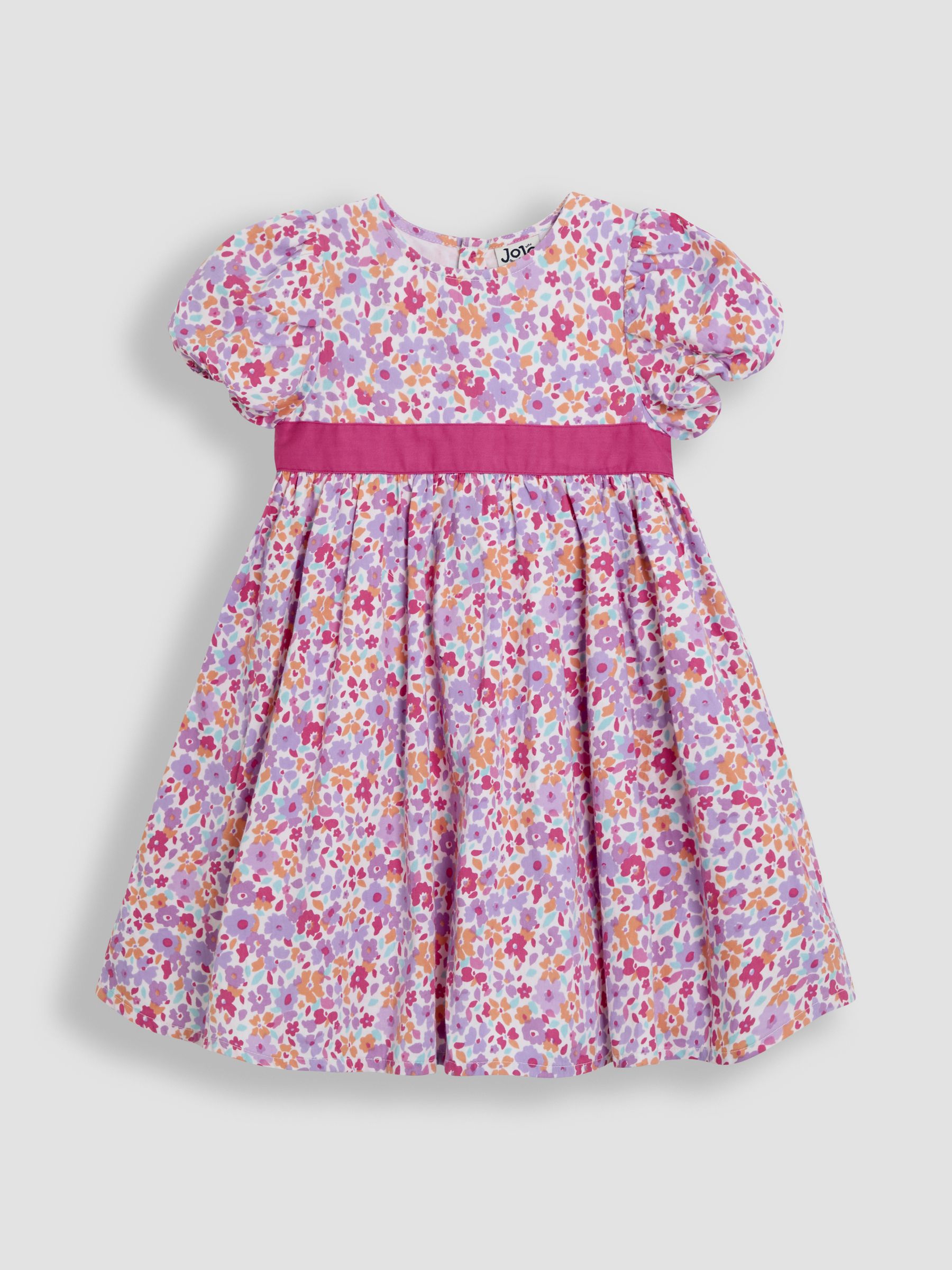 Pink Floral Puff Sleeve Party Dress - Image 1 of 4