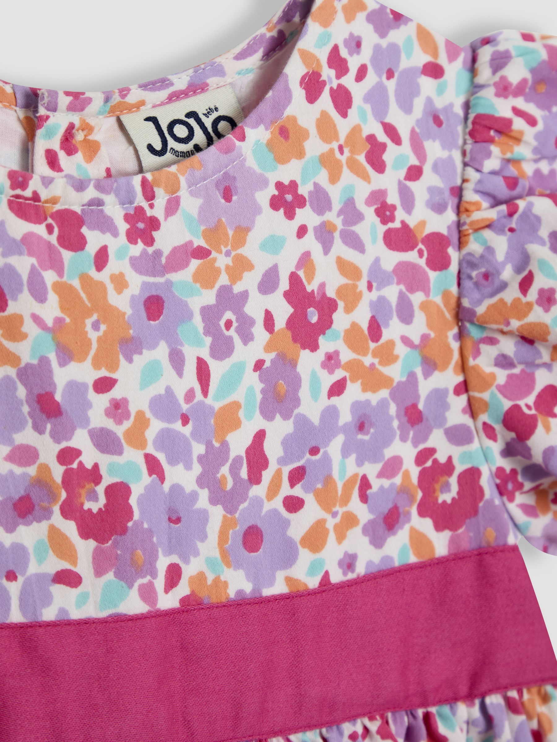 Pink Floral Puff Sleeve Party Dress - Image 4 of 4