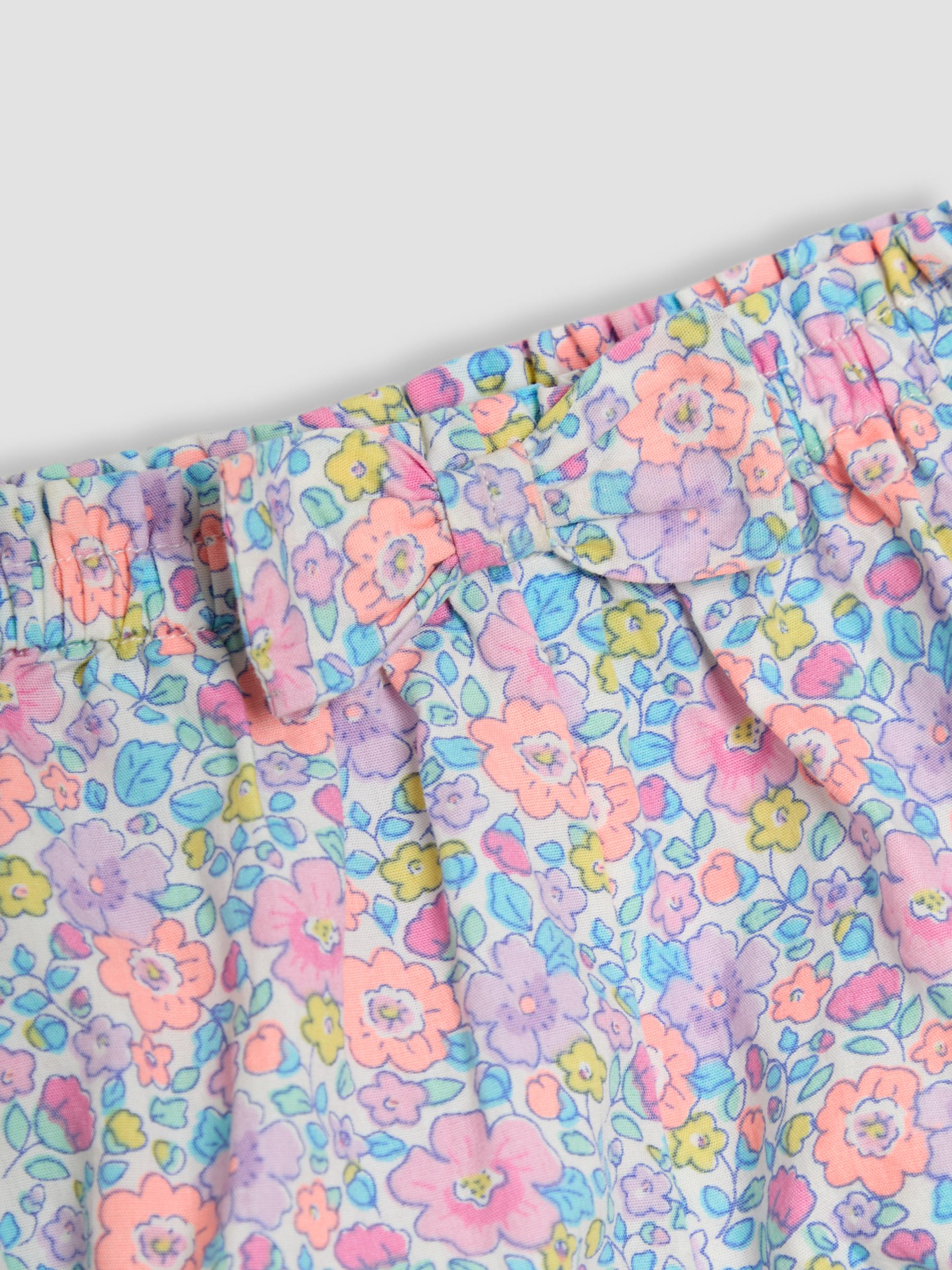 Coral Pink Floral 2-Piece Embroidered Cheesecloth Top & Bloomers Set - Image 2 of 2