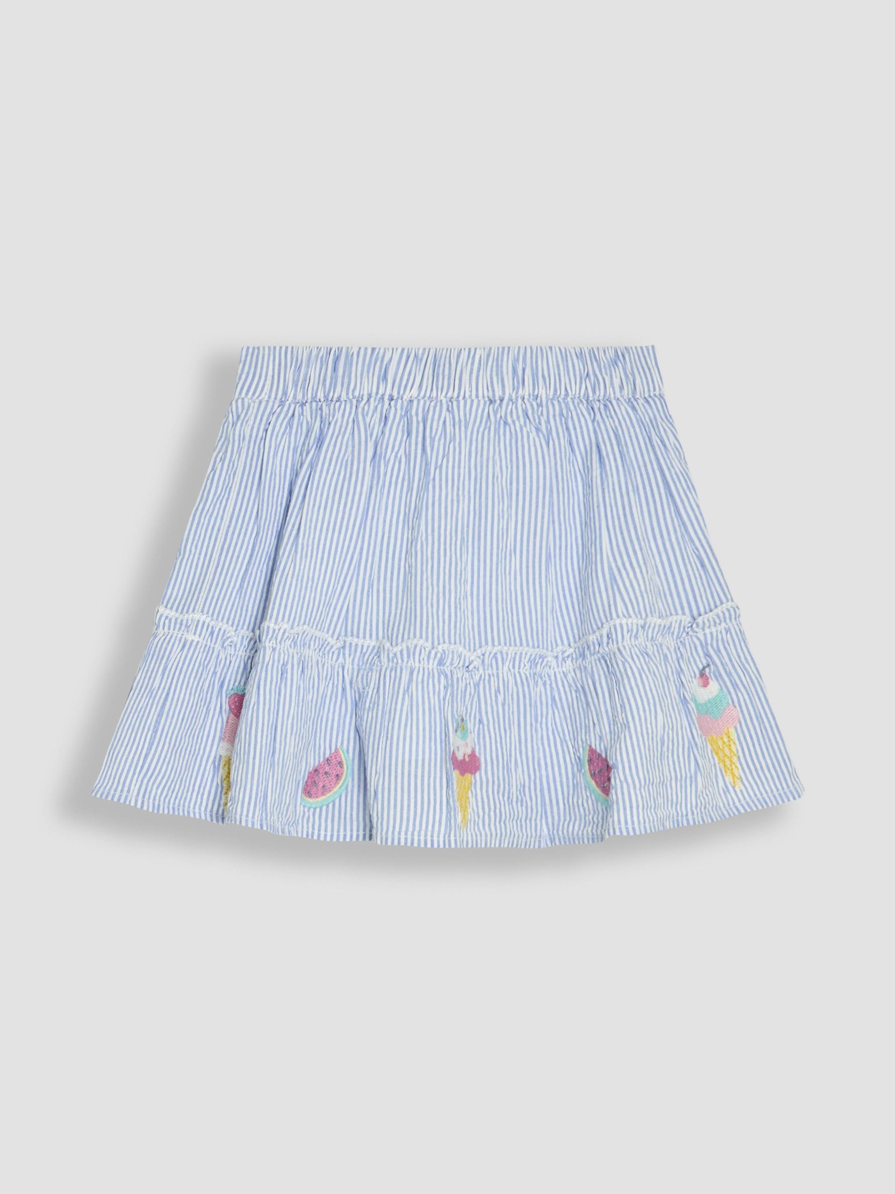 Blue Ice Cream 2-Piece Double Frill Sleeve 100% Cotton T-Shirt & Skirt Set - Image 4 of 5